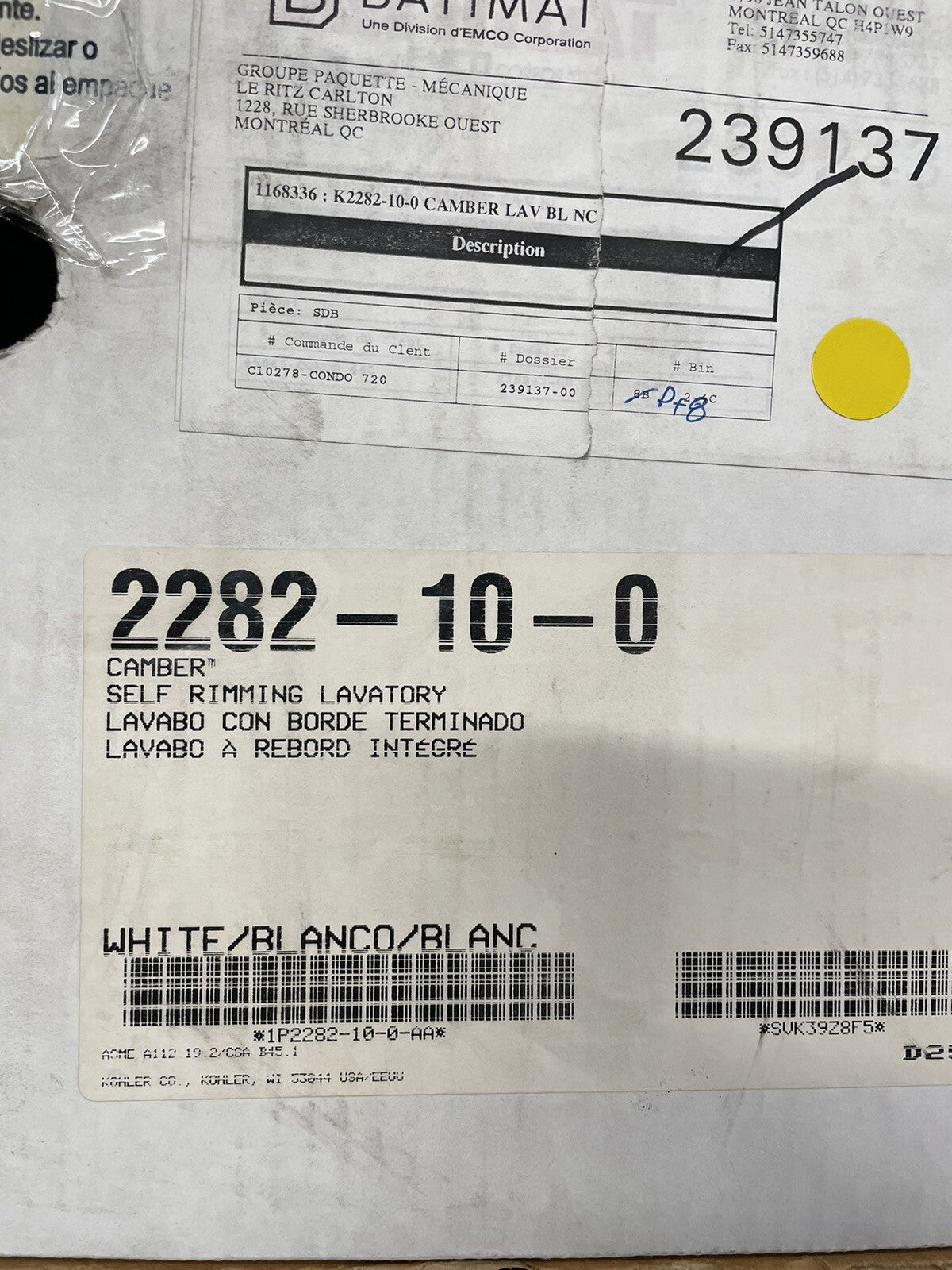 Kohler Camber K-2282-10-0 Lavatory Drop-in bathroom round basin sink