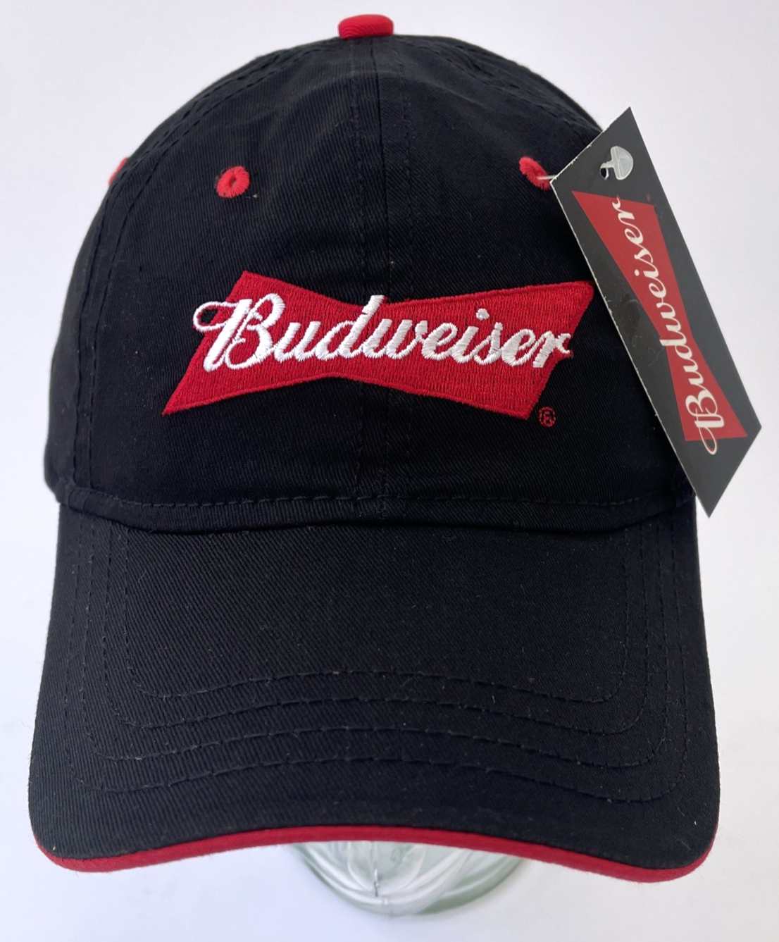 2017 Budweiser Black Hat Black w Red Accents Cap Adjustable Unisex Adult