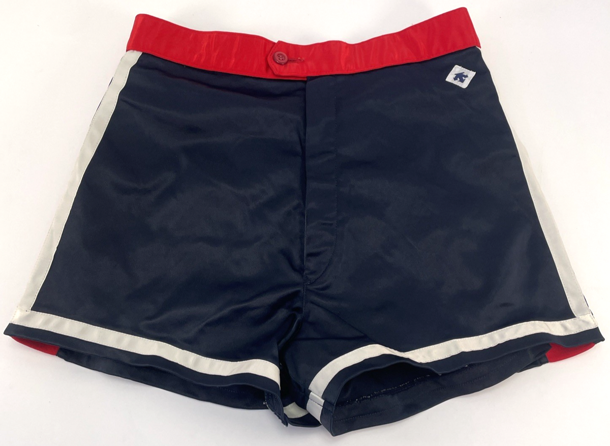 Vintage Descente Nylon Running Shorts Blue Made in Japan Sprinter Track Dolphin