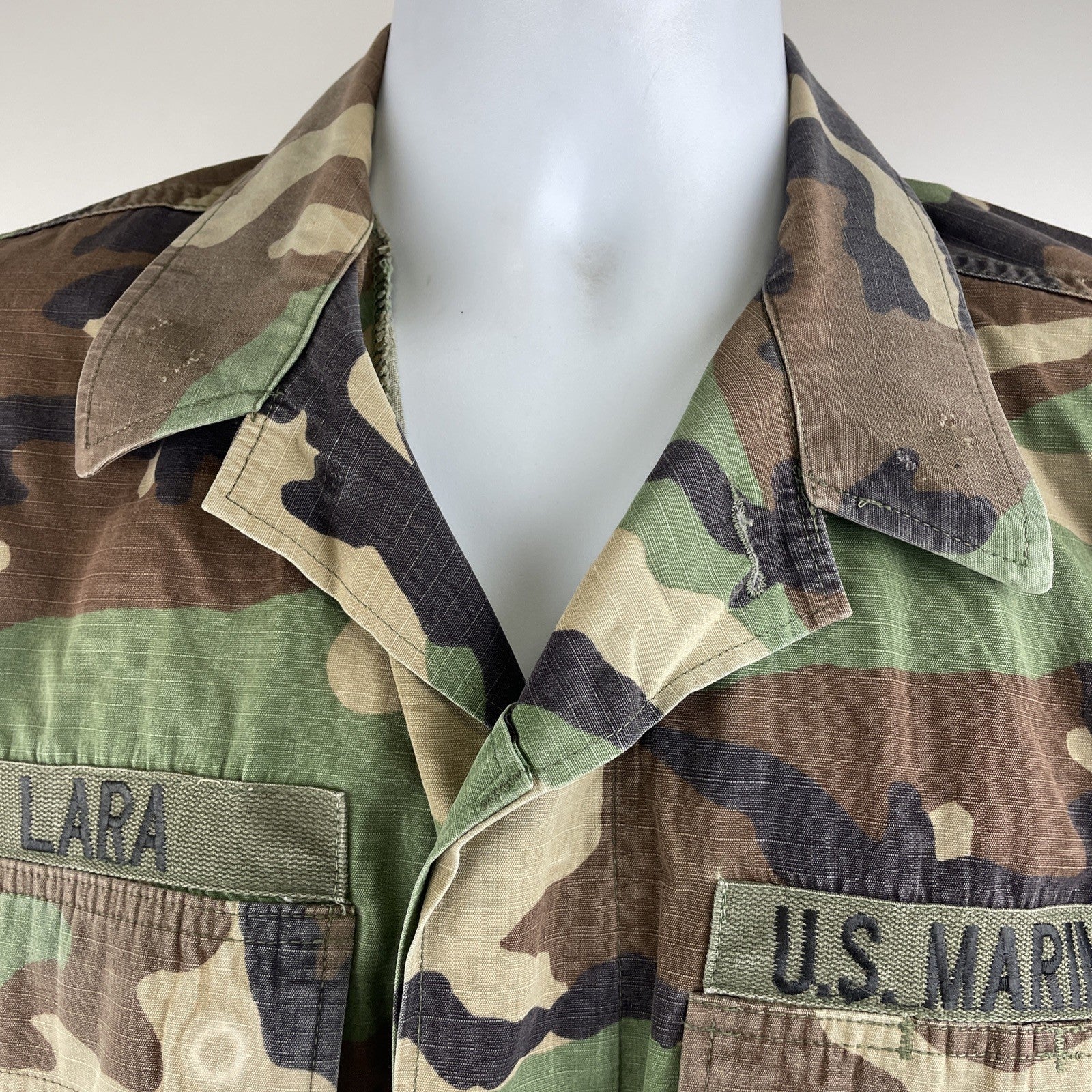 US Marines Camo Cargo Jacket Coat Hot Weather Woodland Combat Small Long