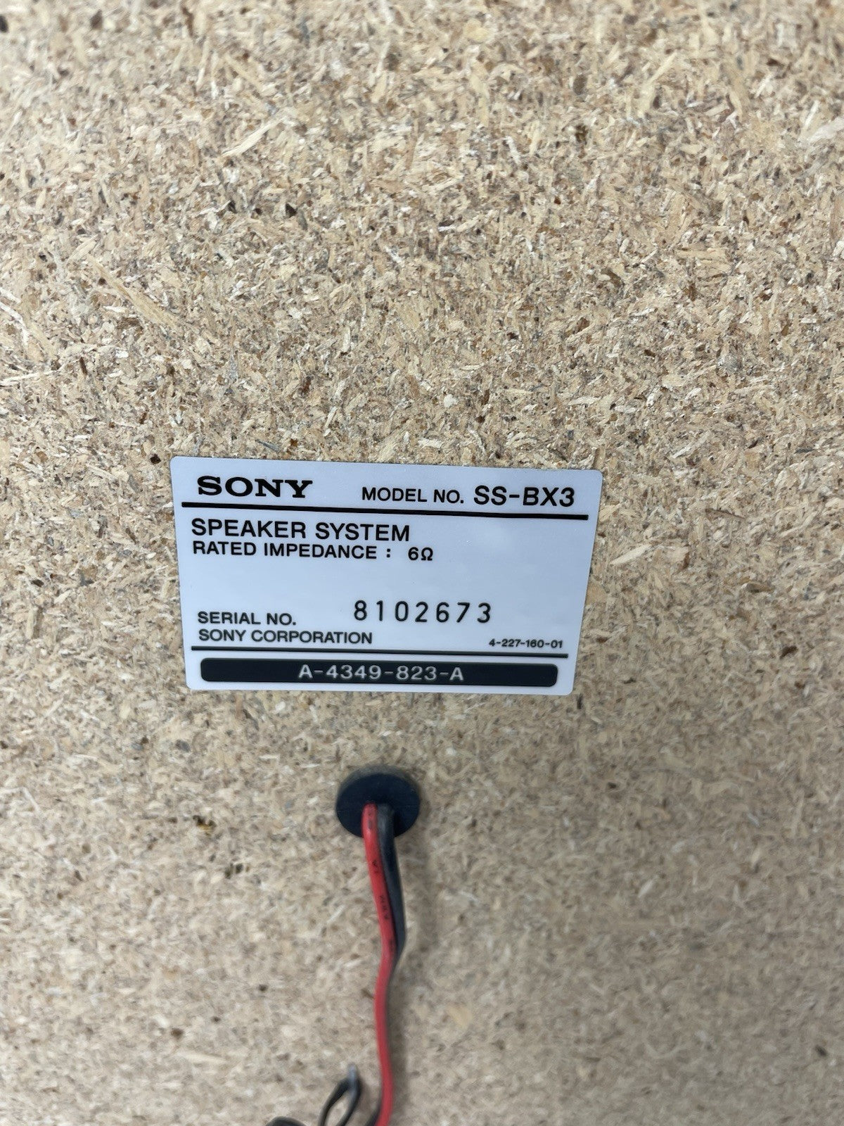 Sony SS-BX3 Loudspeaker Speaker System 2 Way 2 X Speakers