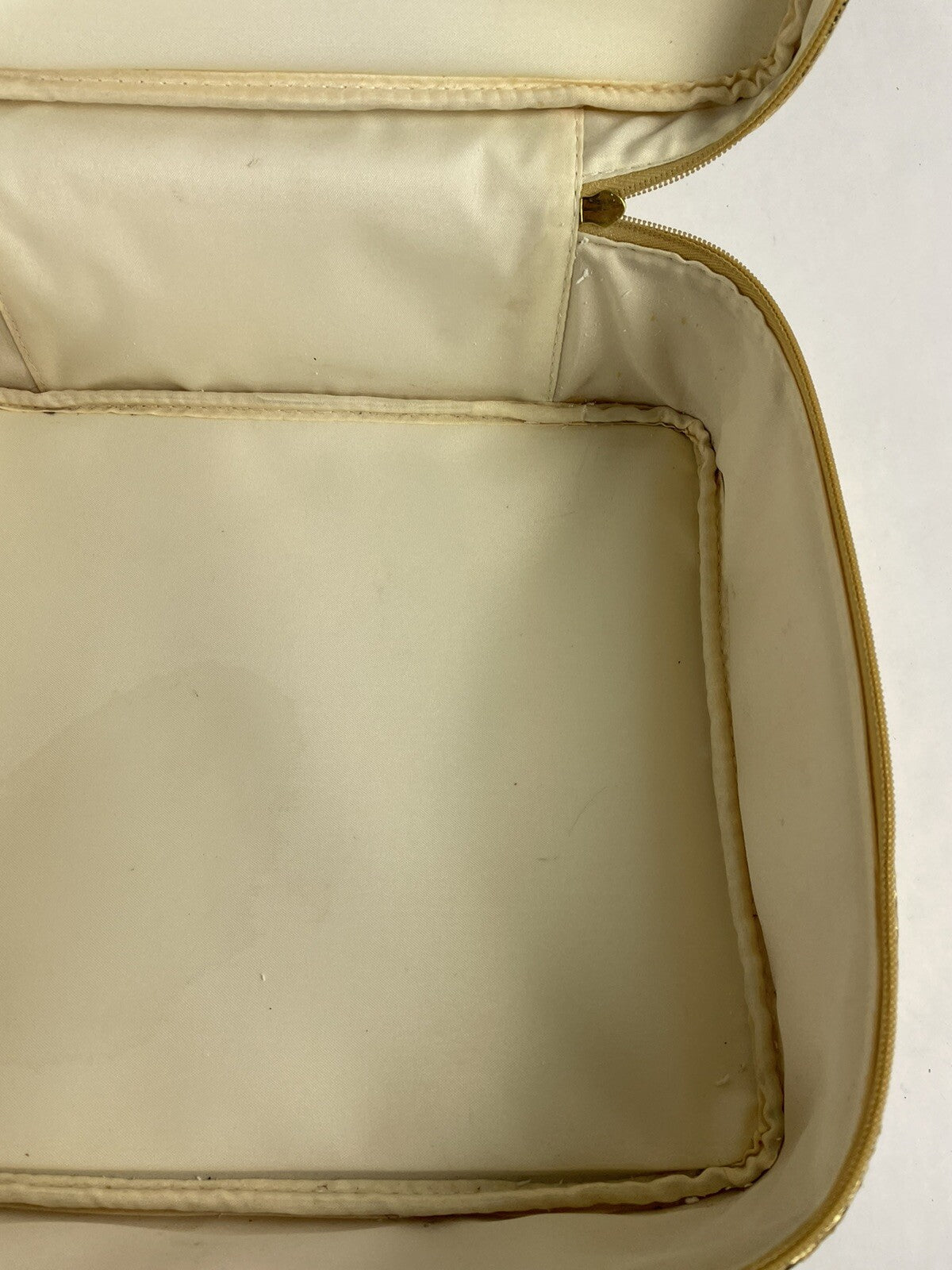 Vintage Estee Lauder Gold Cosmetic Train Travel Case Bag Suitcase Metallic Soft 