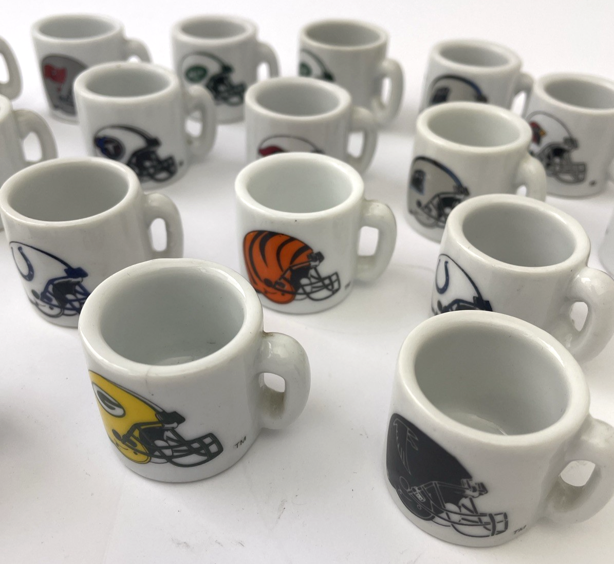 NFL Football Teams Mini Miniature Ceramic Coffee Mugs Team Logo Cups Lot Of 19