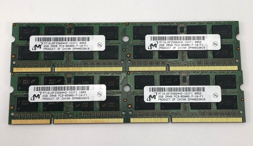 Lot of 4 x 8GB 2x4GB 2Rx8 PC3-8500S-7-10-F2