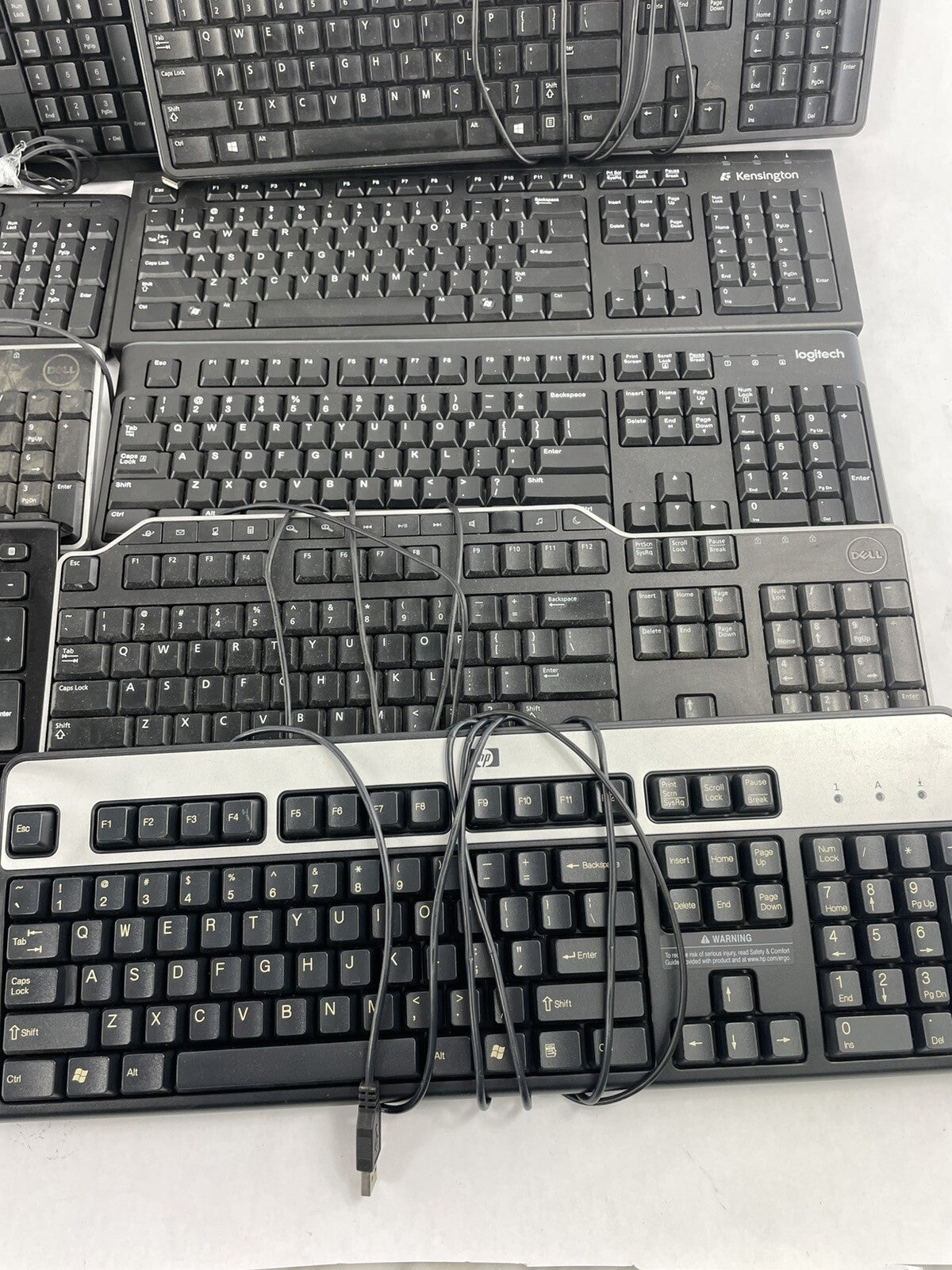 Lot OF 10 - USB Wired Standard Layout Keyboard 104-Key Mixed Random Brand Models