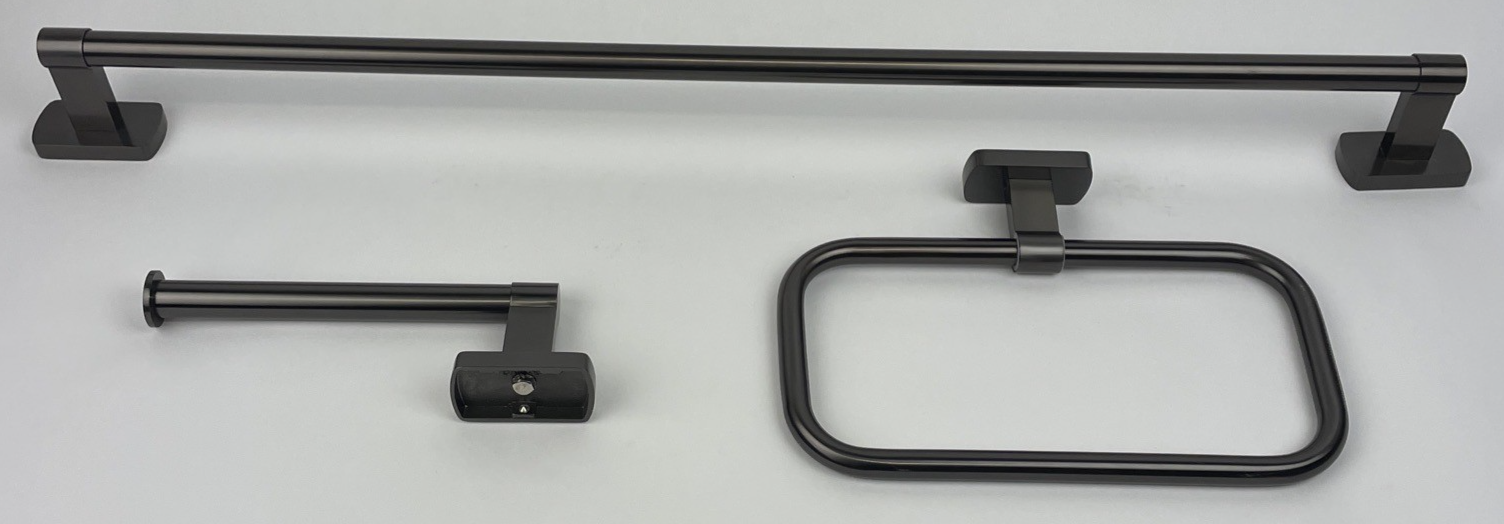 AQUABRASS Collection 4700 Brushed Gun Metal Towel Bar Towel Ring Paper holder