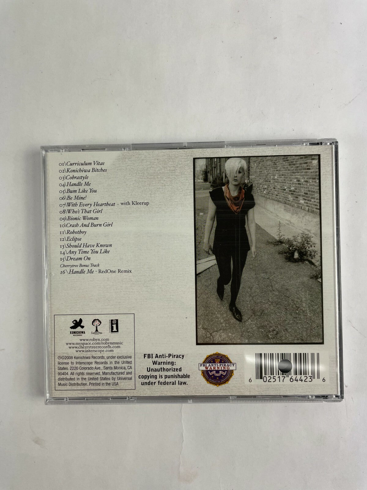Robyn Disc Curriculum Vitae Konichiwa Bitches Cobrastyle Bum Like You Disc Q11