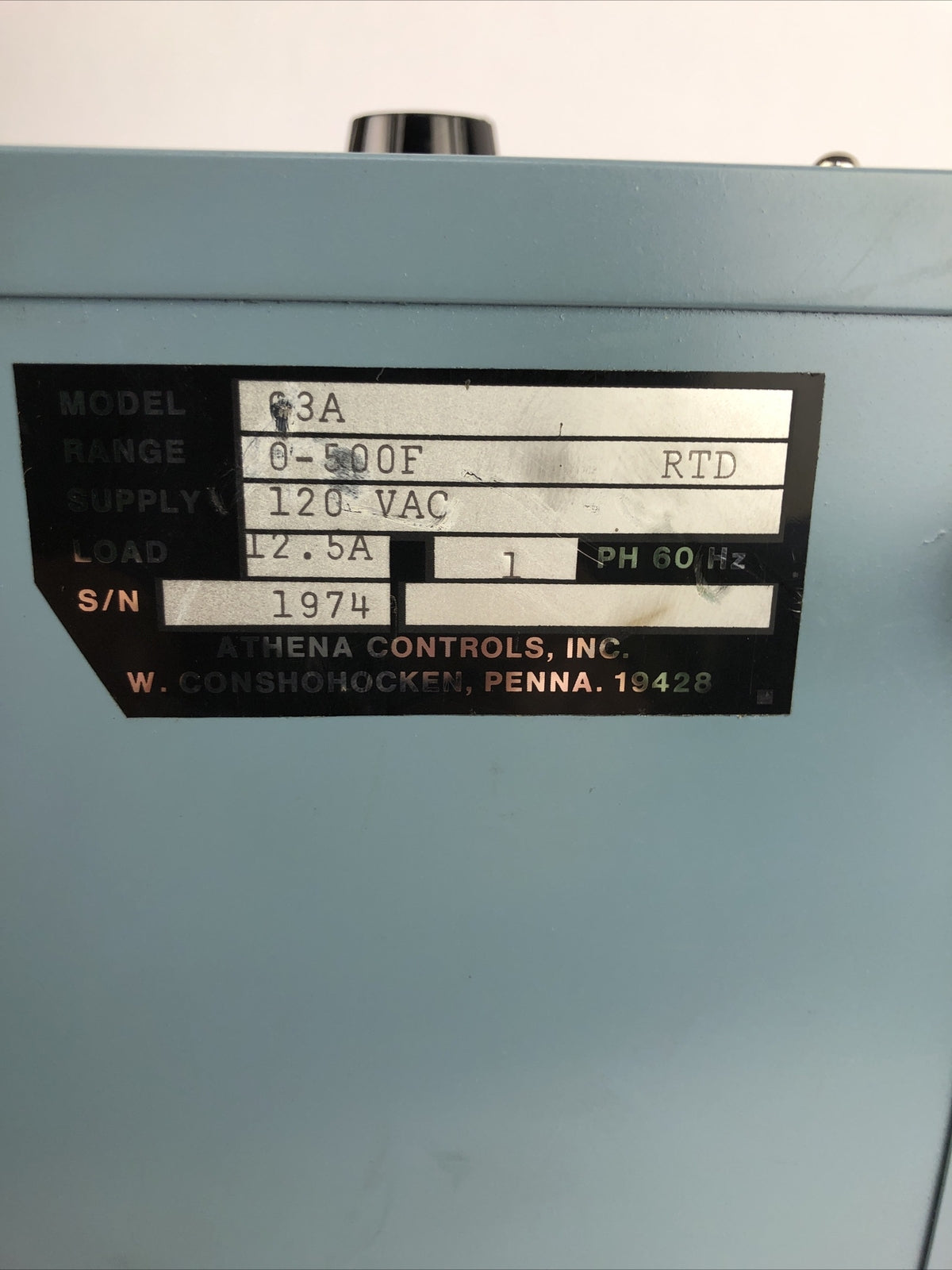 Brookfield Labs ATHENA CONTROLS MODEL 63A PROPORTIONAL TEMPERATURE CONTROLLER