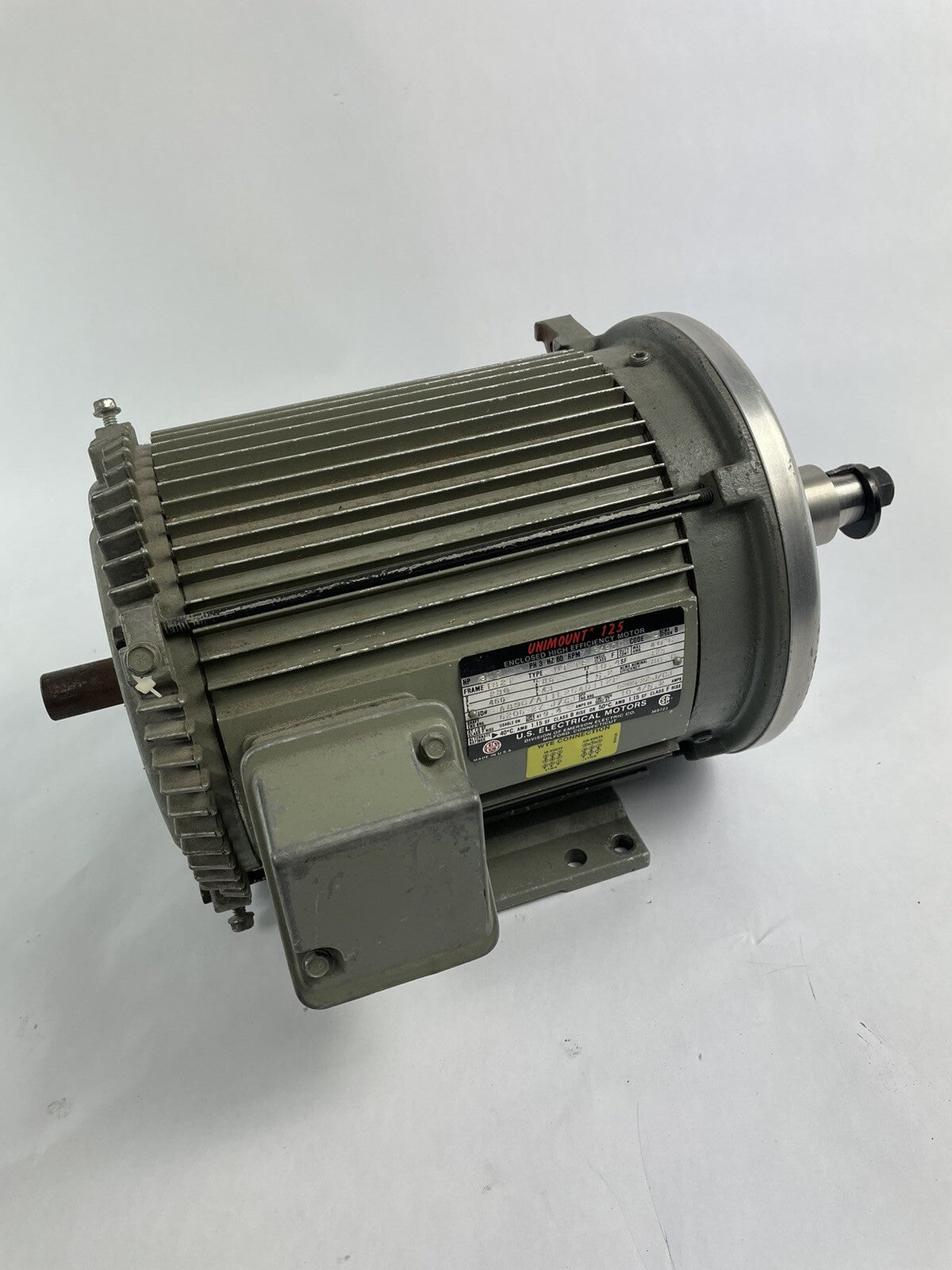 3HP US Motors A896A Unimount 125 Motor 3PH 182T 3490 RPM 208-230/460V