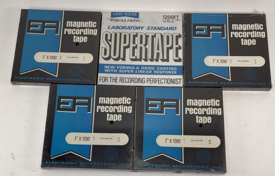 5 x Electronic Accessories Magnet Recording Tape 1 1/2 MIL 7" x 1200' Polyester