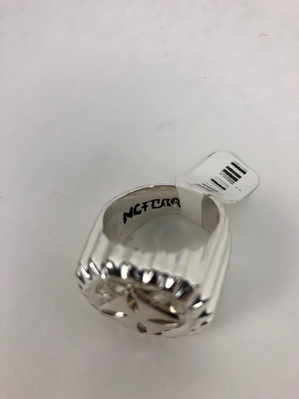 Mens STAINLESS NO FEAR BIKER Ring IRON Cross Motorcycle Sprocket Spinner Size 11