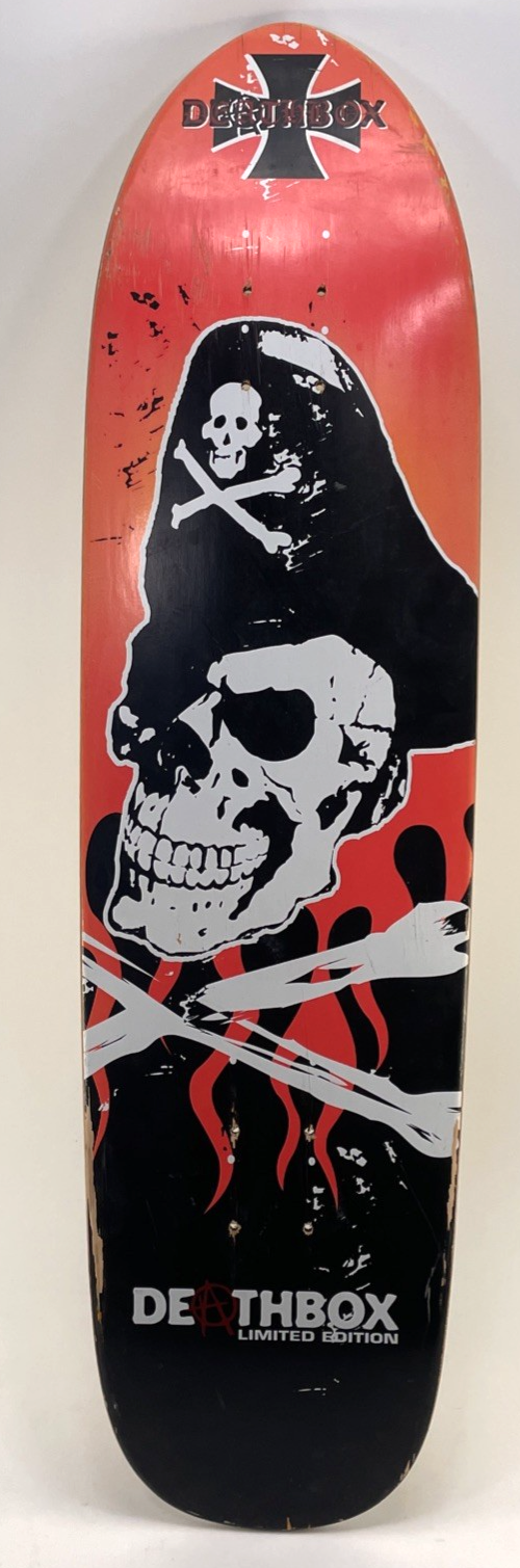 Deathbox Skateboards Orange / Black Surf Pirate Skull Limited Edition 9" x 34.5"