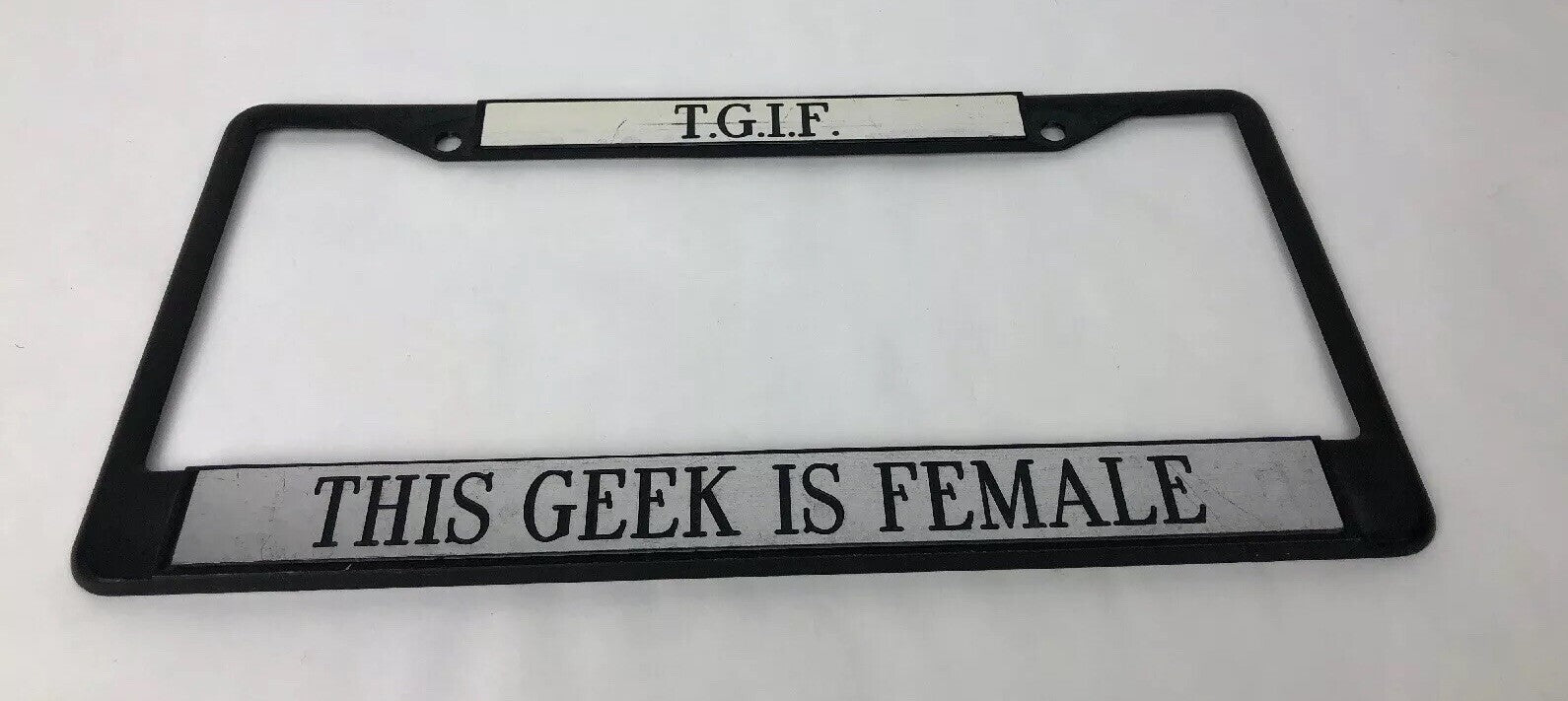 T.G.I.F THIS GEEK IS FEMALE funny tailgate tag cover License Plate Frame FSTSHP