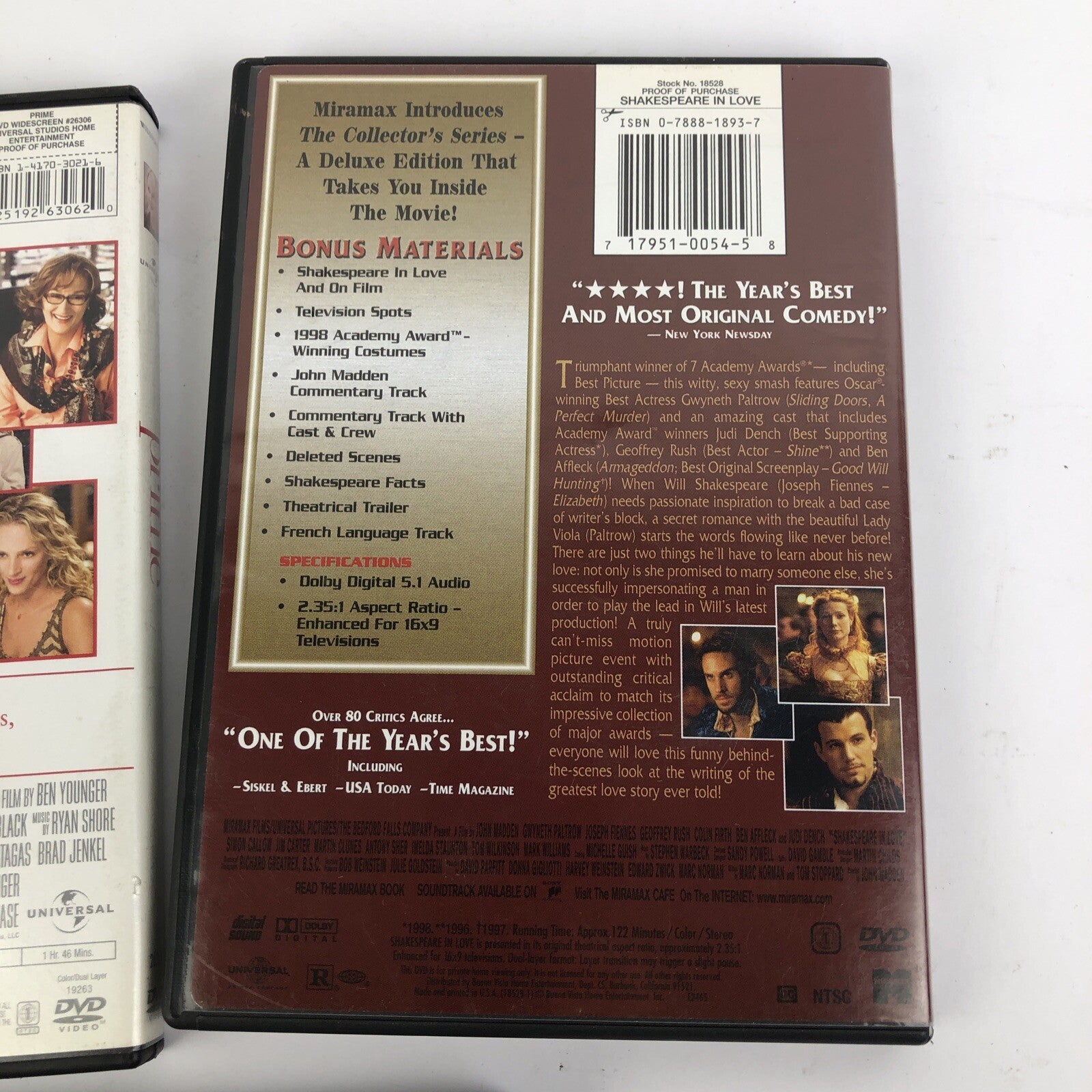 3 x Rom-Com Romantic Comedy Movies DVD - Sweet Home Alabama, Prime, Shakespeare