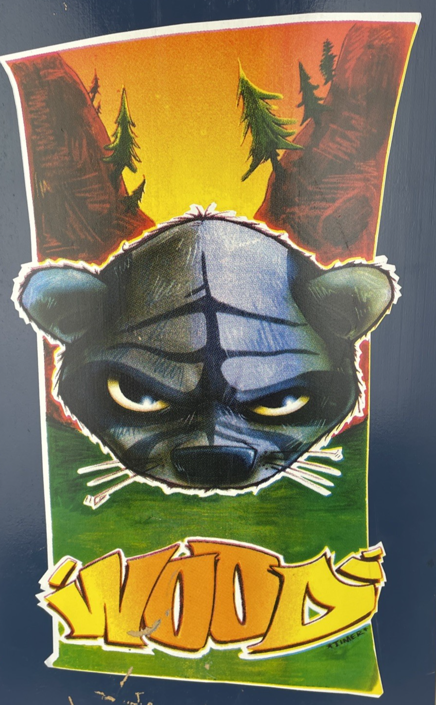 Vintage Woodchuck Laminates Circa 1996 Timer Bear Skateboard Deck 8.375" x 31.5