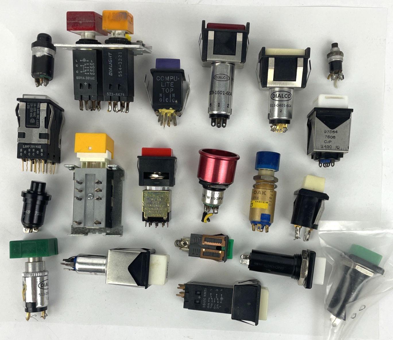 Lot of Assorted Dialco Dialight UND. LAB Illuminated Push Button Switch - LOOK