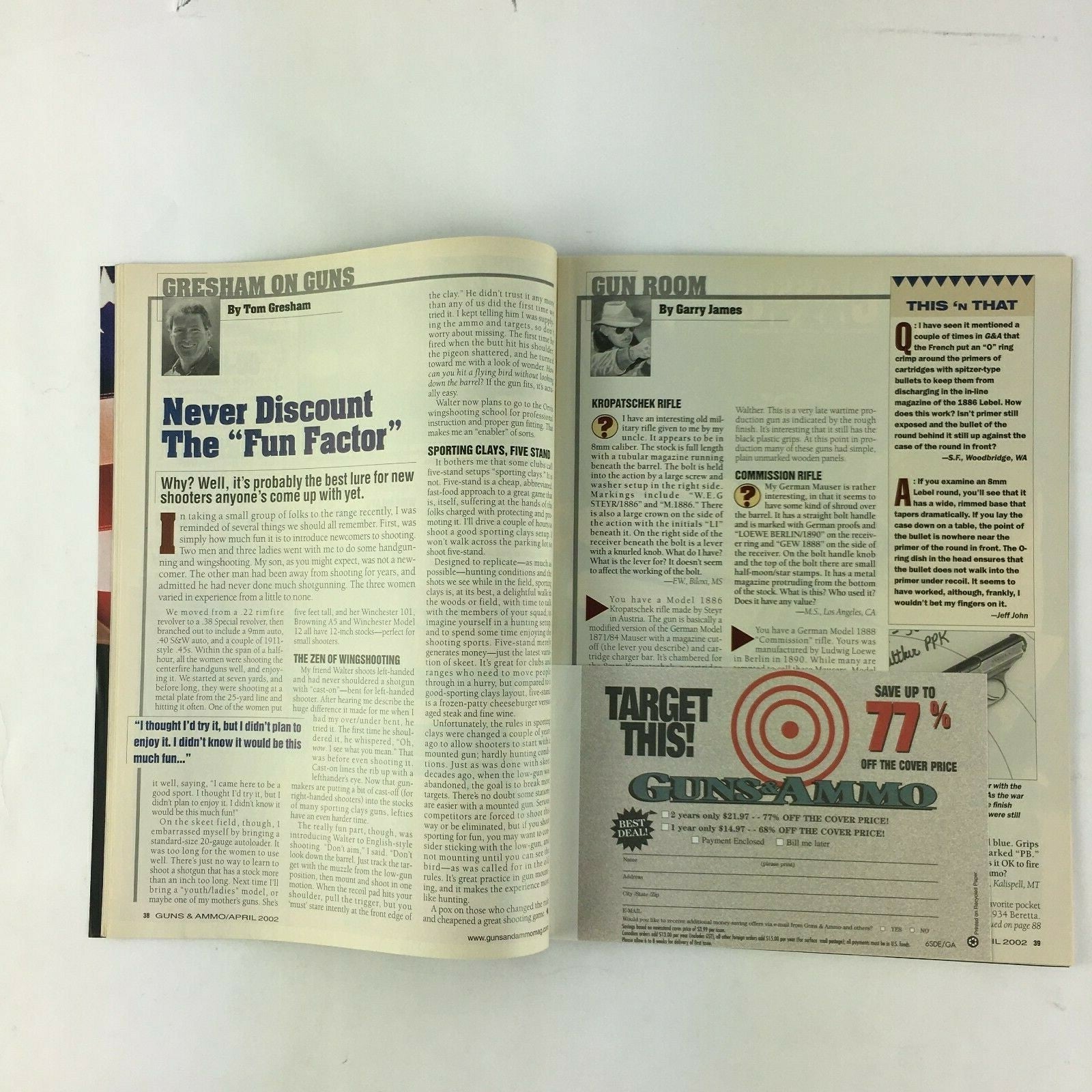 April 2002 Guns&Ammo Magazines Kimber's Eclipse Target II Model 70 Makeover 