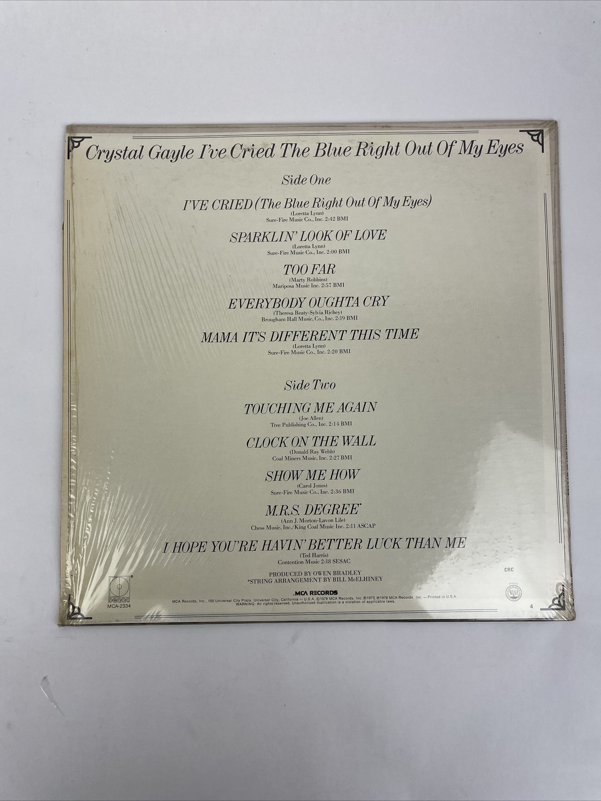 CRYSTAL GAYLE I'VE THE BLUE RIGHT OUT OF MY EYES (VG) MCA-2334 LP VINYL RECORD