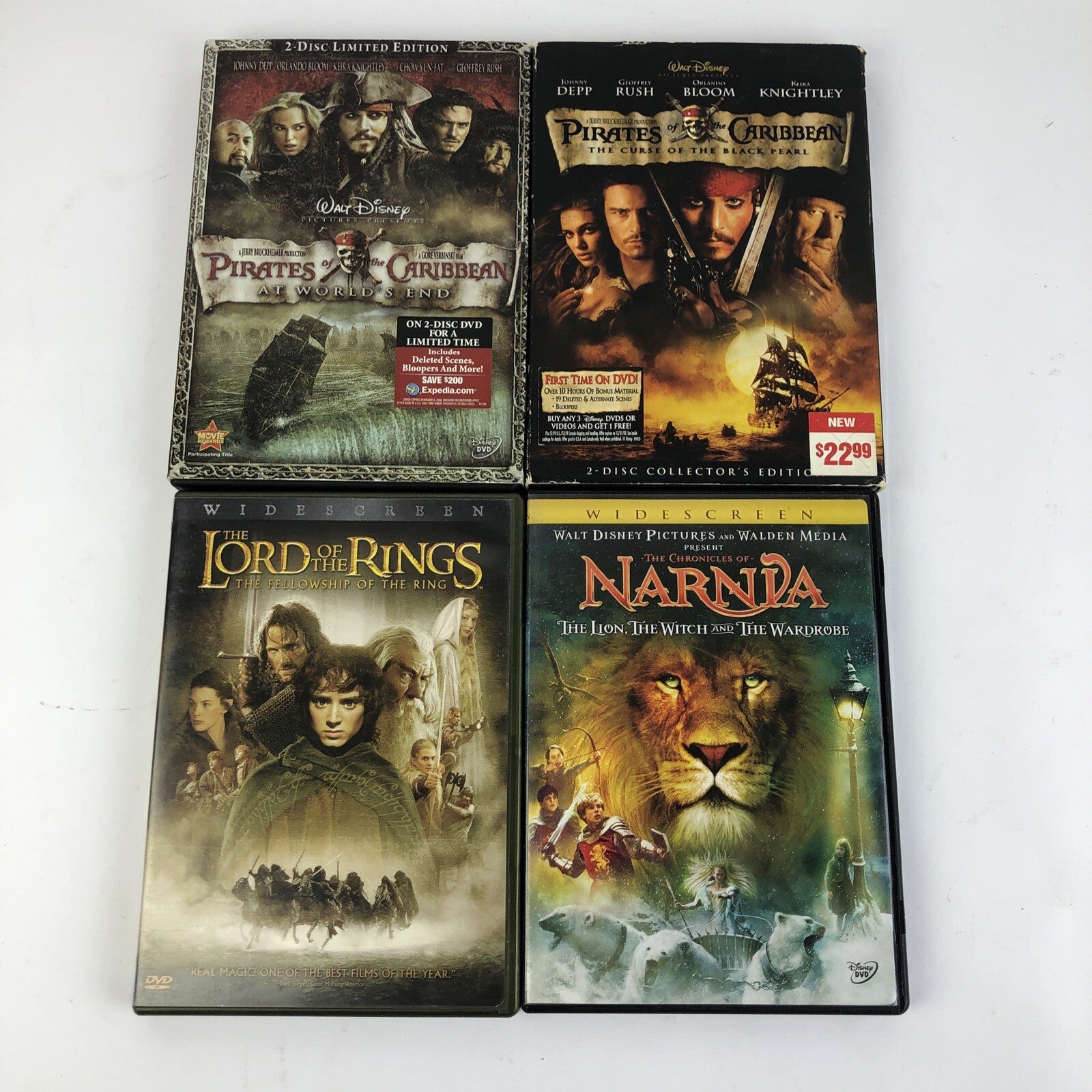 Fantasy DVD Lot Of 4 NARNIA The Lord of the Rings - 2 x Pirates of the Caribbean