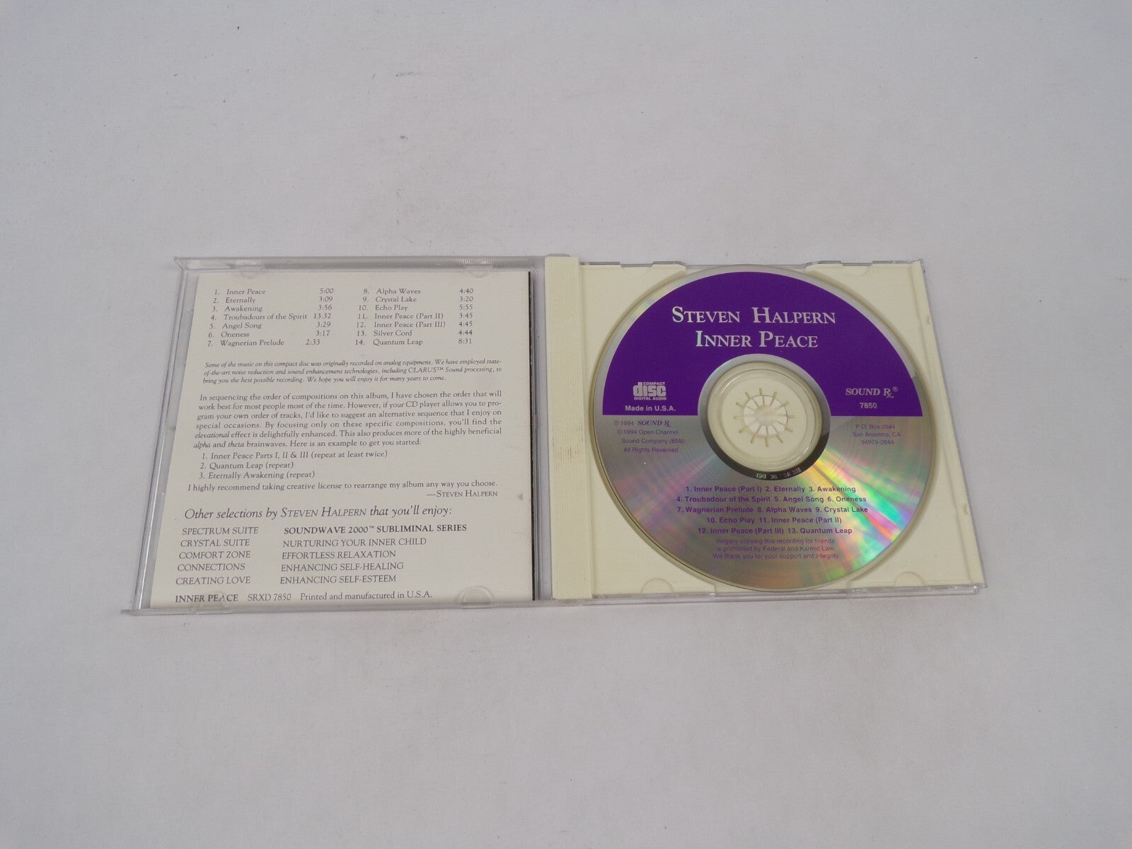 Steven Halpern Inner Peace Music For Realaxation & Well-Being Inner Peace CD#71