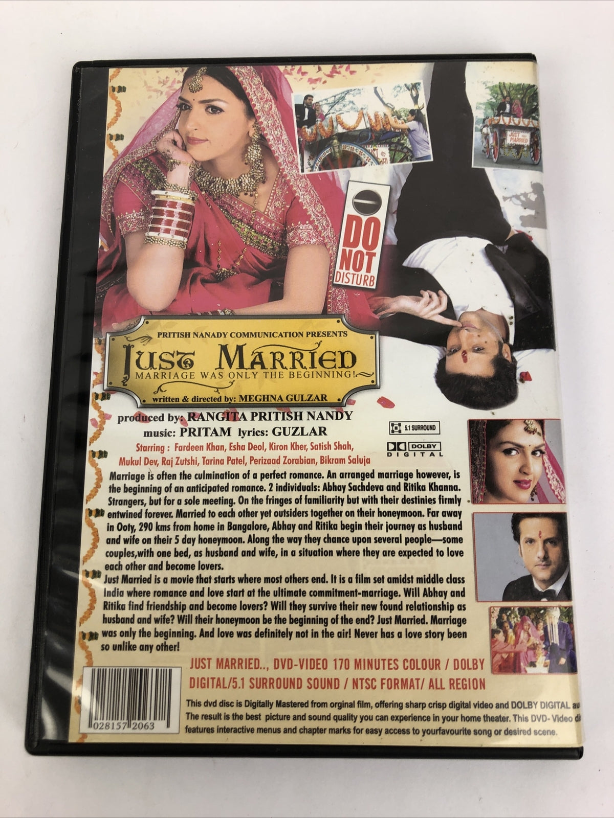 Pritish Nanady Communications JUST MARRIED - BOLLYWOOD DVD "Do Not Disturb" VGC
