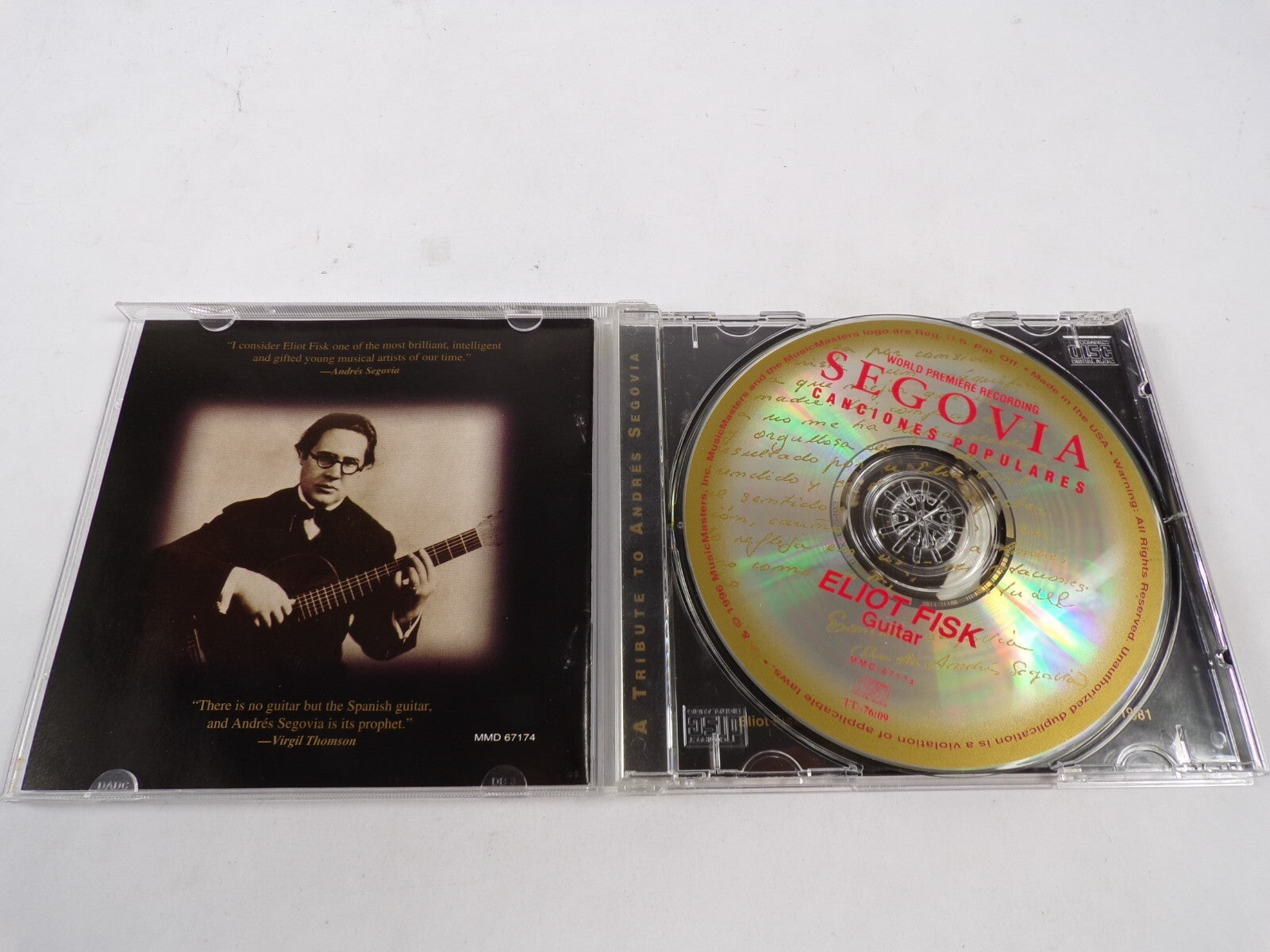 World Premiere Recording Segovia Canciones Populares Eliot Fisk Guitar CD #40
