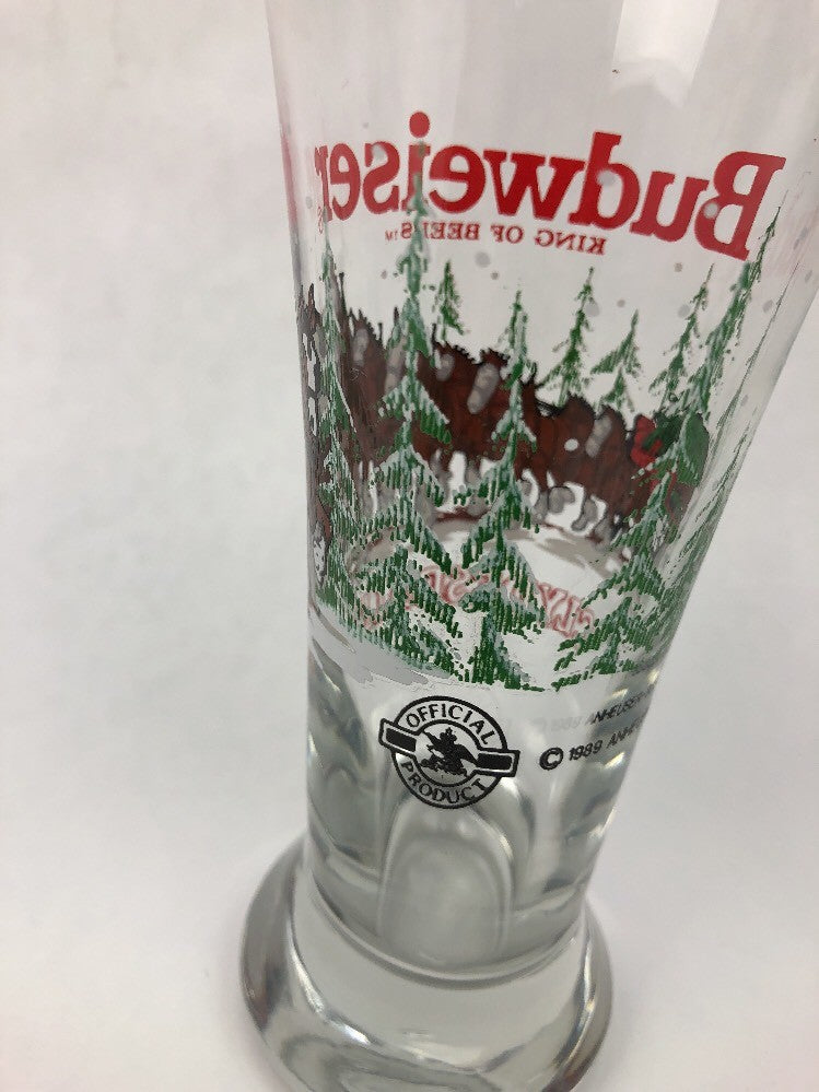 Libbey Budweiser Clydesdales Pilsner Beer Glass 7 1/4" tall Minty clean -FSTSHP