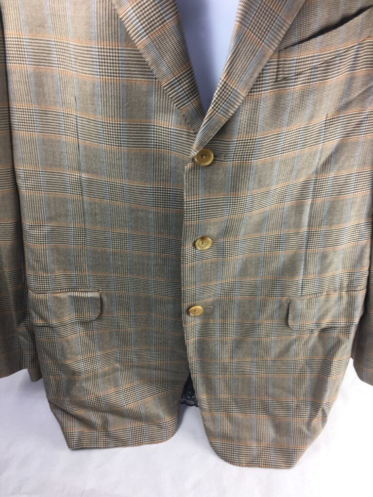 Ermenegildo Zegna Neiman Marcus Mens Suit Jacket Brown Glen Check Cashmere 54