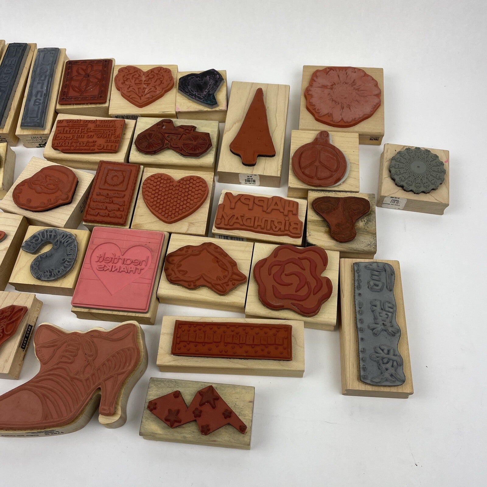 Rubber Stamp Lot of 34 SANTA Flowers Christmas Words Scrapbook Paper New Used
