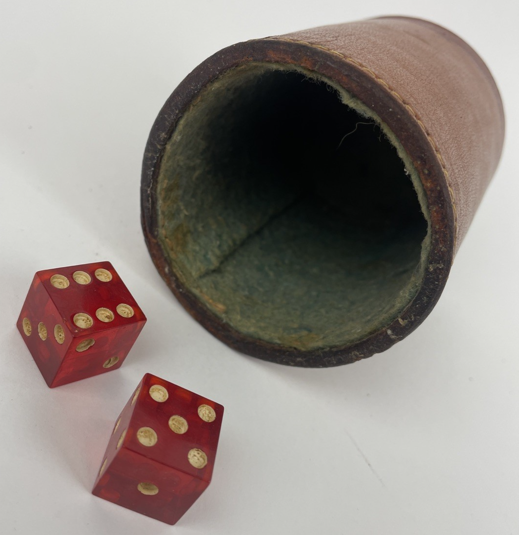 Vintage Stitched Leather Dice Shaker Cup for Games Yahtzee Cee-Low