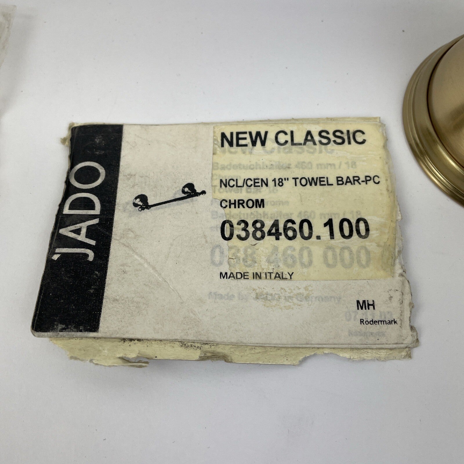New Classic JADO Bathroom Towel Bar NCL/CEN 18” 038460.100 Gold Chrome Finish