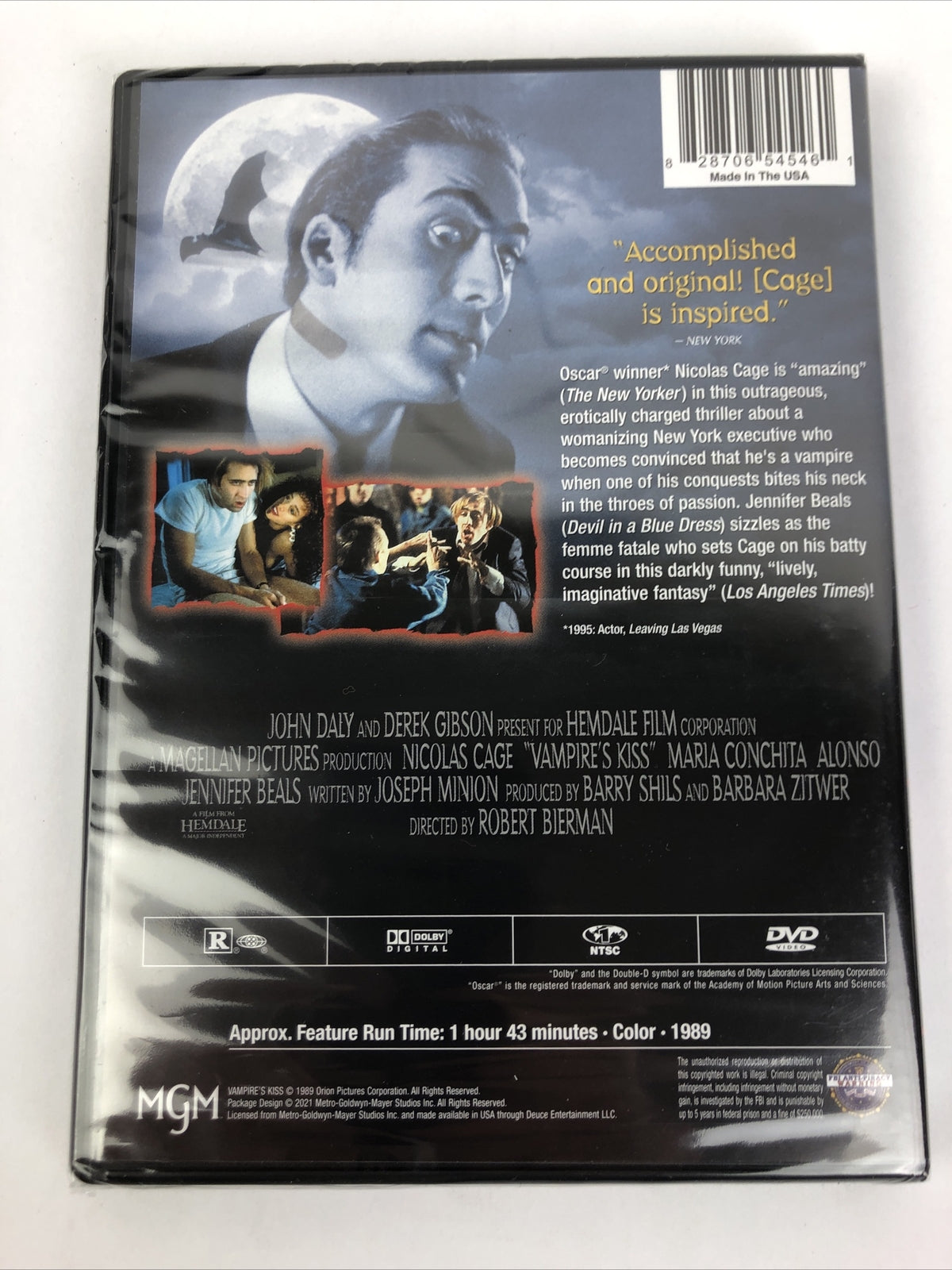 Vampire's Kiss (DVD, 1988) New & Sealed! Nicolas Cage Jennifer Beals Vampires