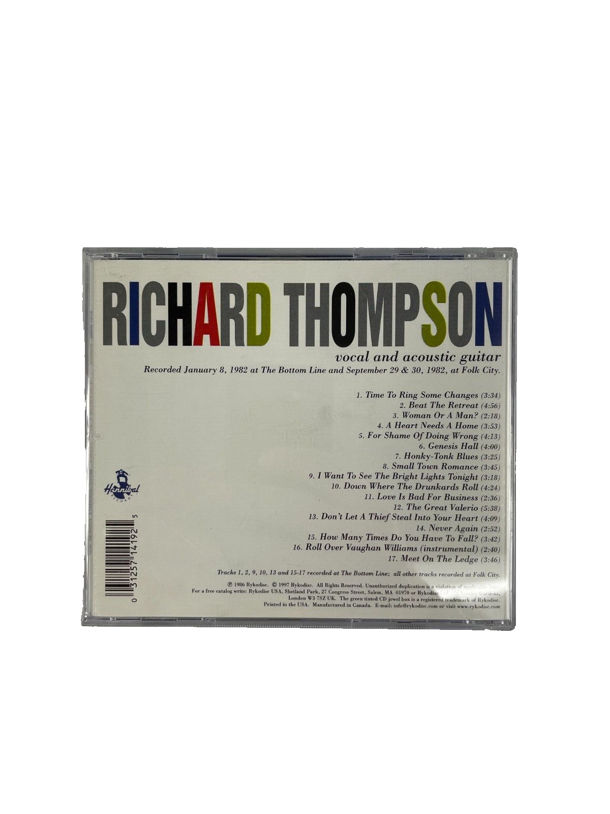 Richard Thompson Vocal And Acoustic Guitar  Time To Rig Some Changes Beat #S-T