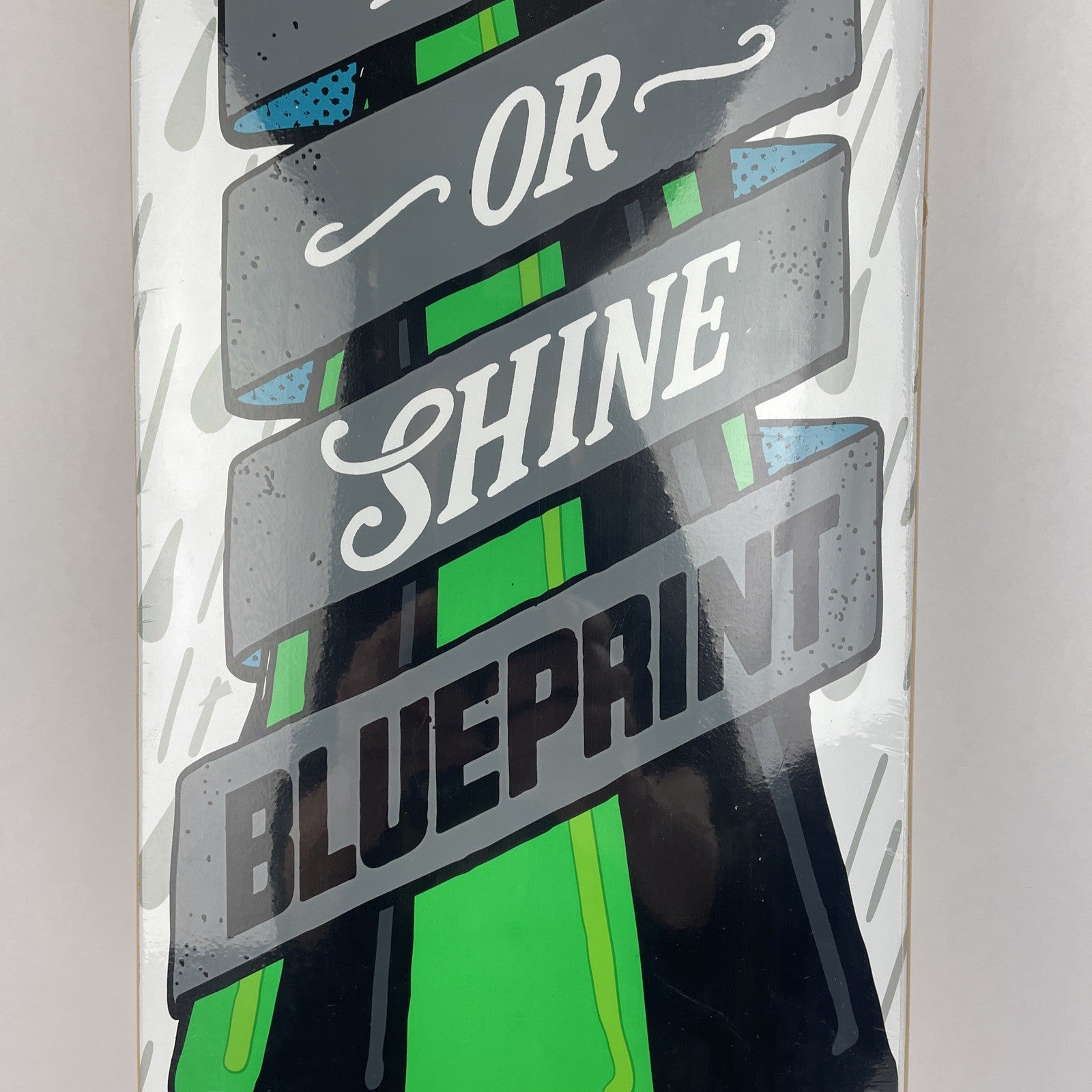 Blueprint Skateboards White Rain or Shine Umbrella Skateboard Deck 7.6" x 31"