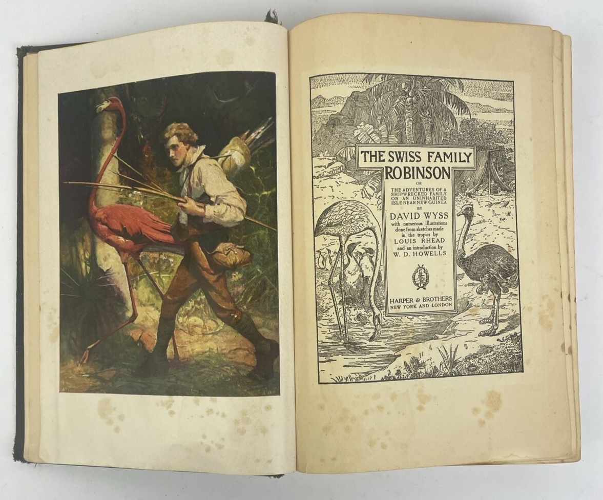 THE SWISS FAMILY ROBINSON  BY David Wyss Illustrated by Louis Rhead - 1909 VTG