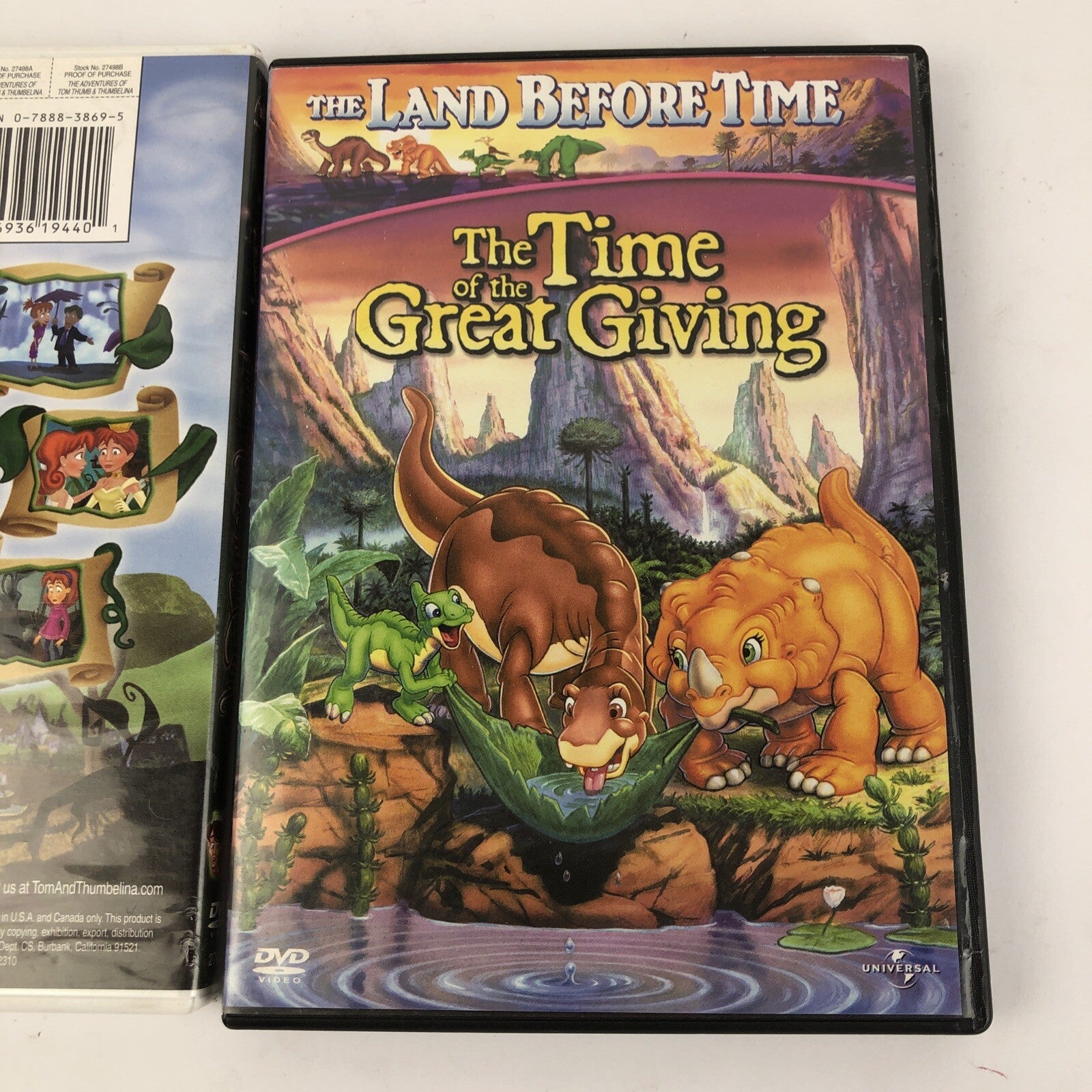 The Adventures of Tom Thumb Thumbelina + THE LAND BEFORE TIME (DVD, 2002) 2 DVDs