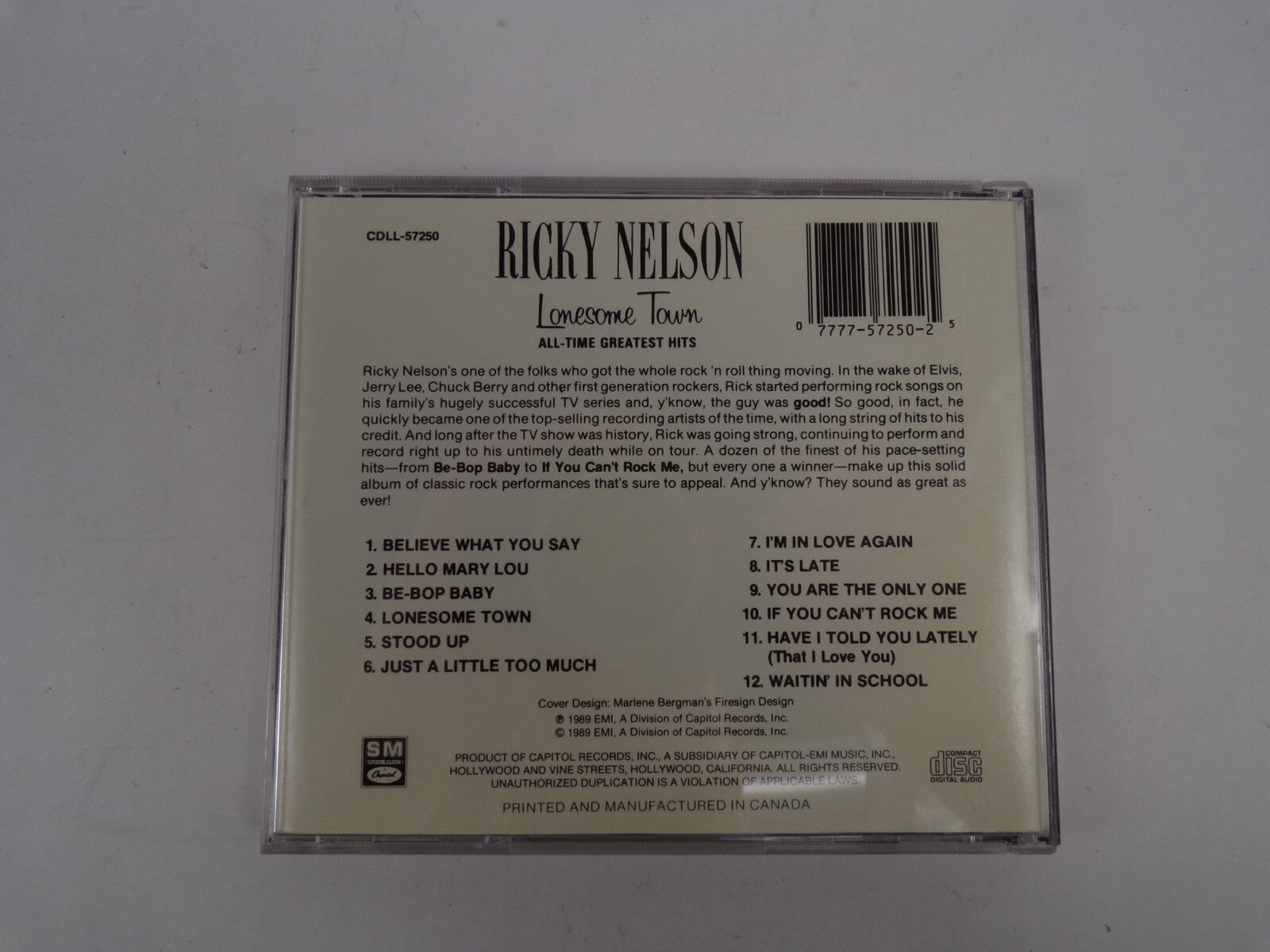 Ricky Nelson All Time Greatest Hits Hello Mary Lou Lonesome Town Stood Up CD#38