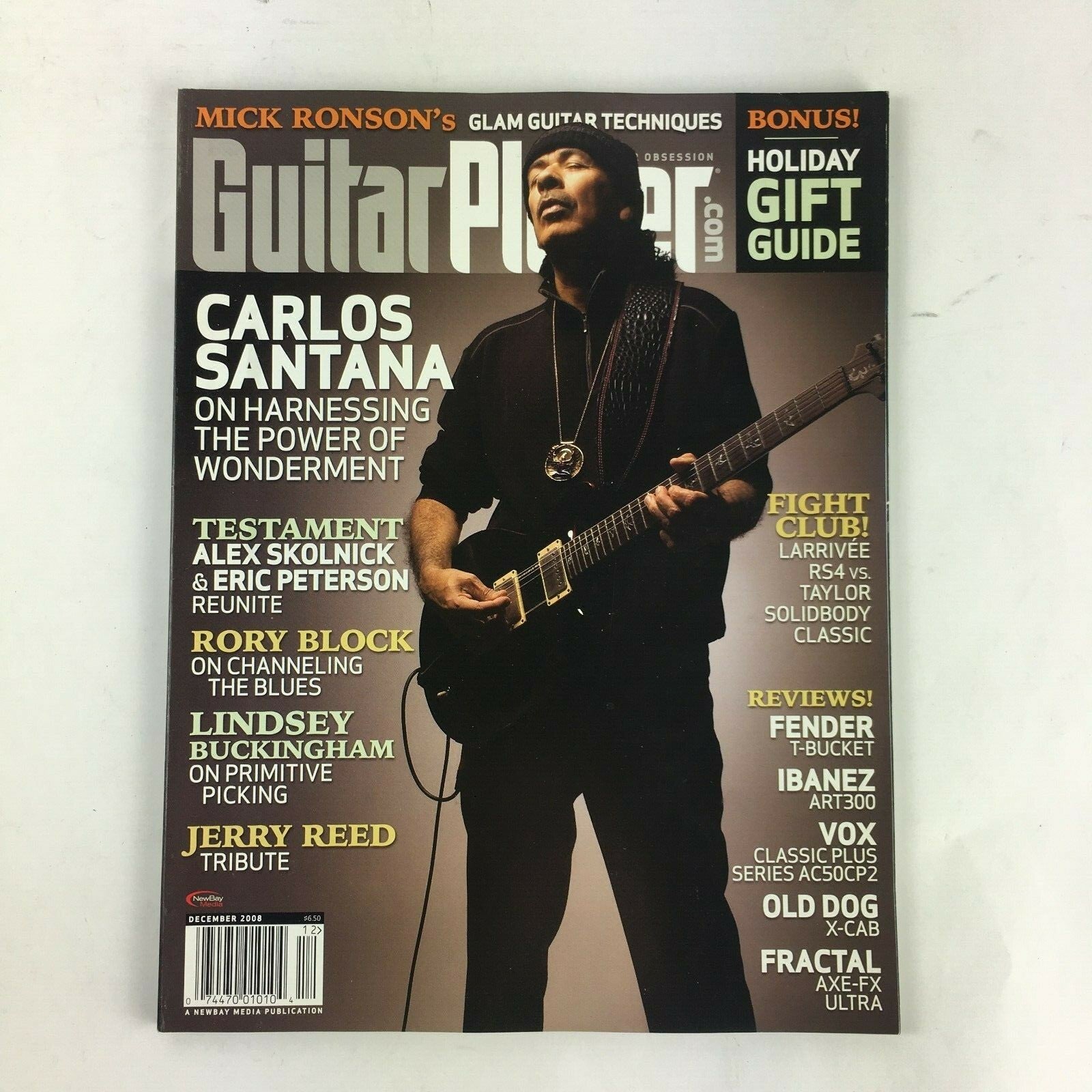 December 2008 Guitar Player Magazine Carlos Santana Rory Block Jerry Reed Ibanez