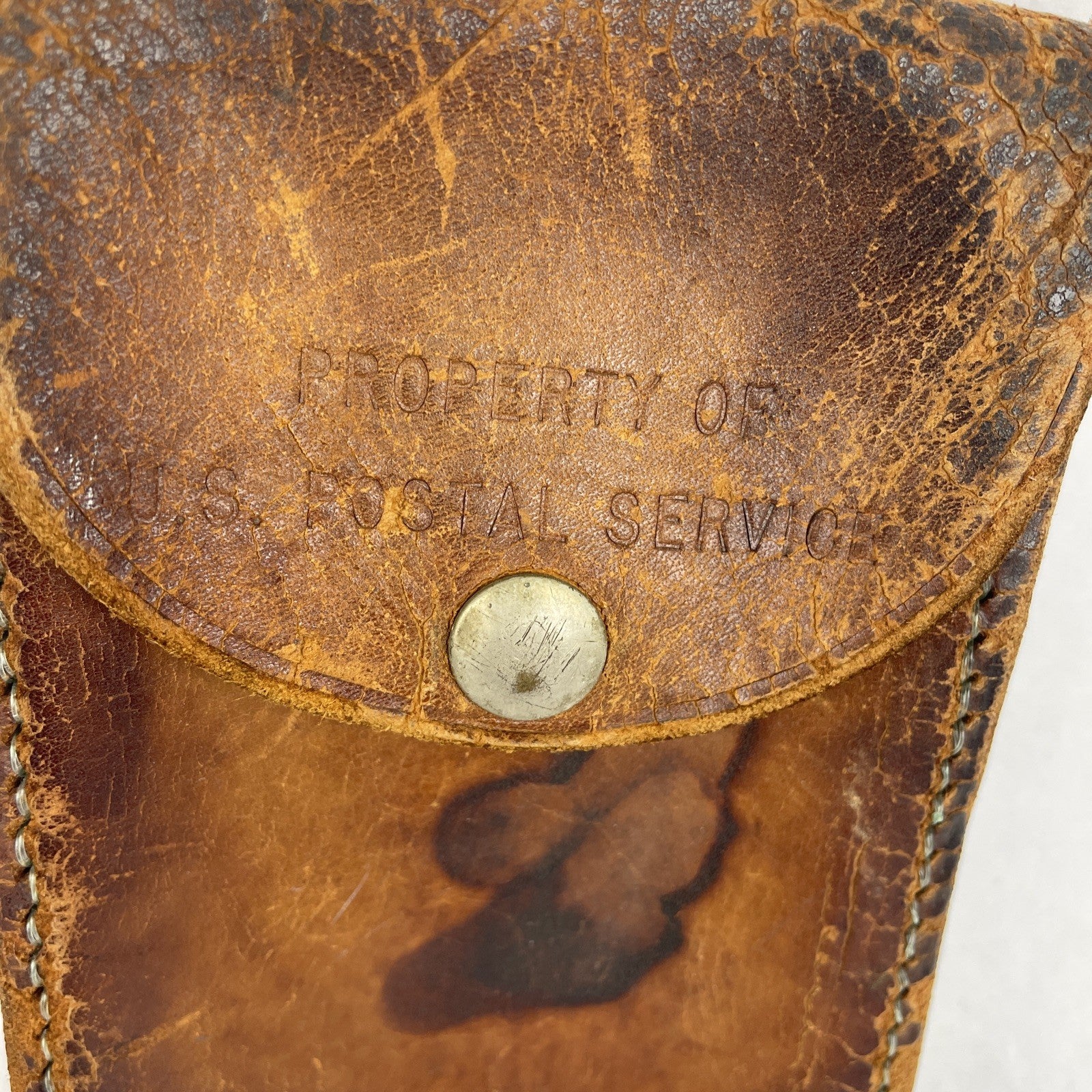 Vintage U.S. Postal Service Brown Leather Belt Mail Carrier Pouch 6"x4" USA
