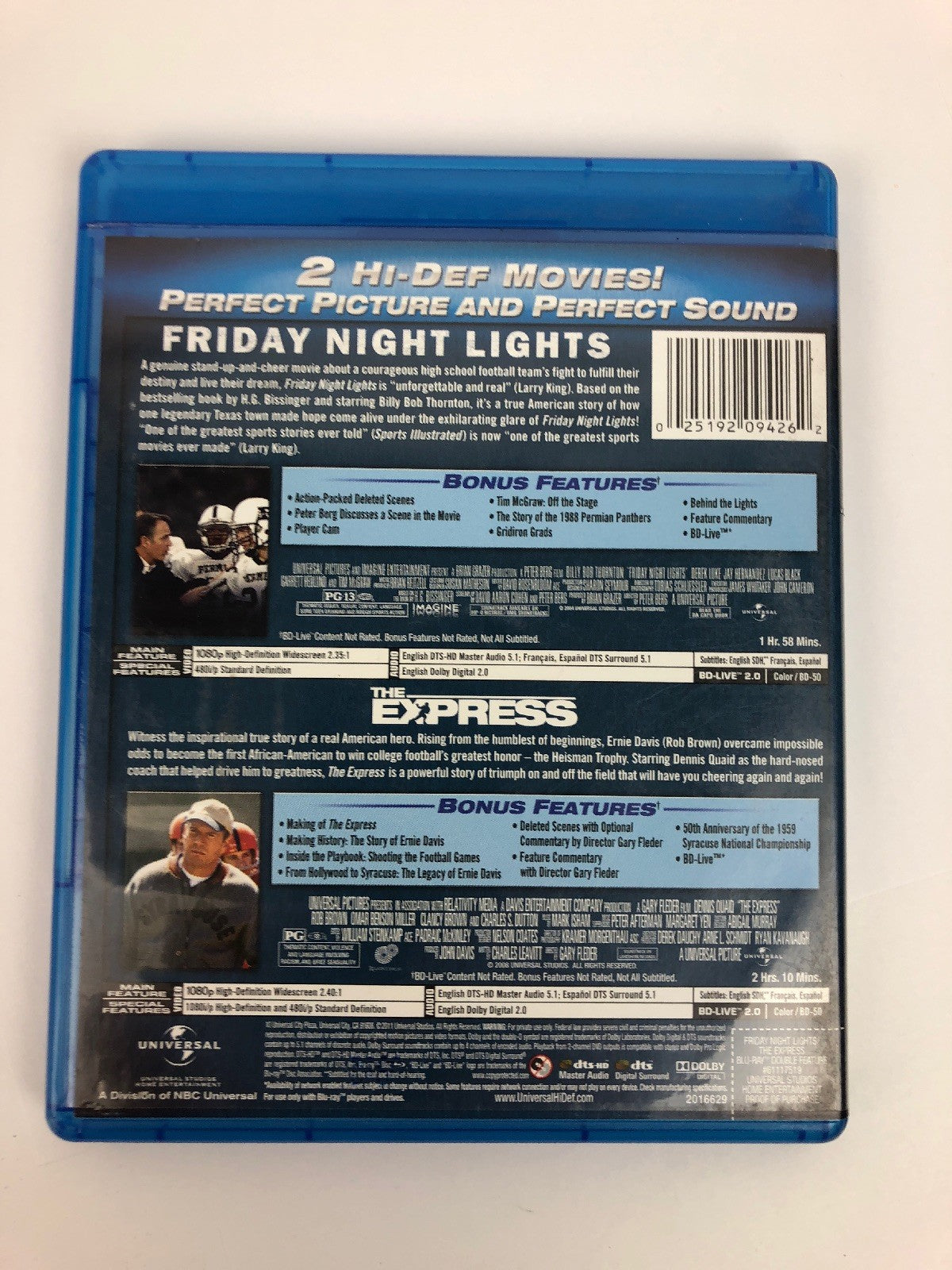 Friday Night Lights / The Express Double Feature [Blu-ray] Mint Discs FSTSHP