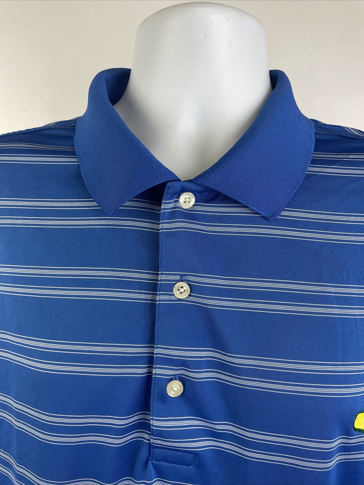 Masters Polo Shirt Men's Extra Large Pima Blue White Stripe Golf Performance XL