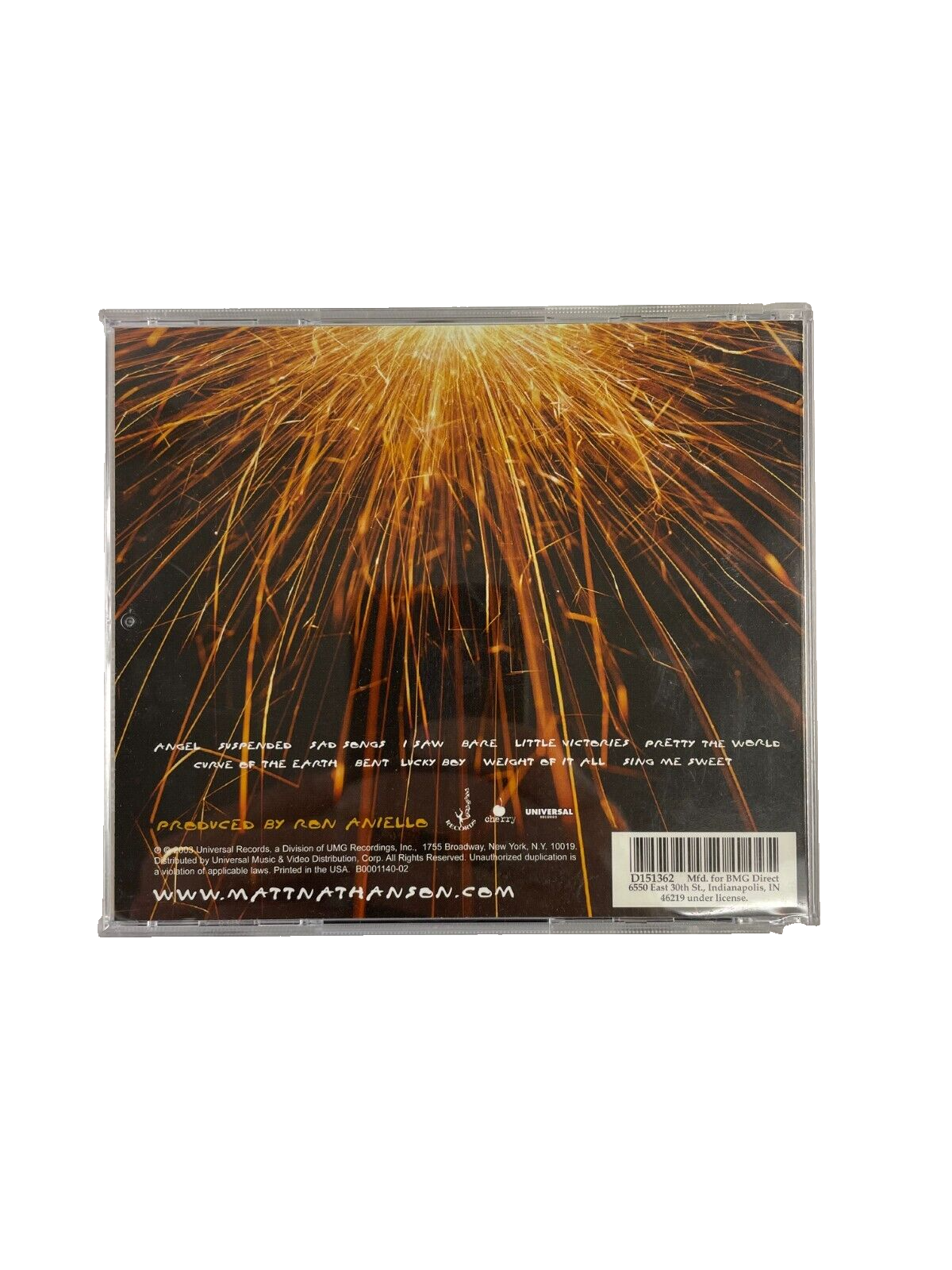 Matt Nathanson Beneath These Fireworks Angel Suspended Curve Of The Earth #M-N-O