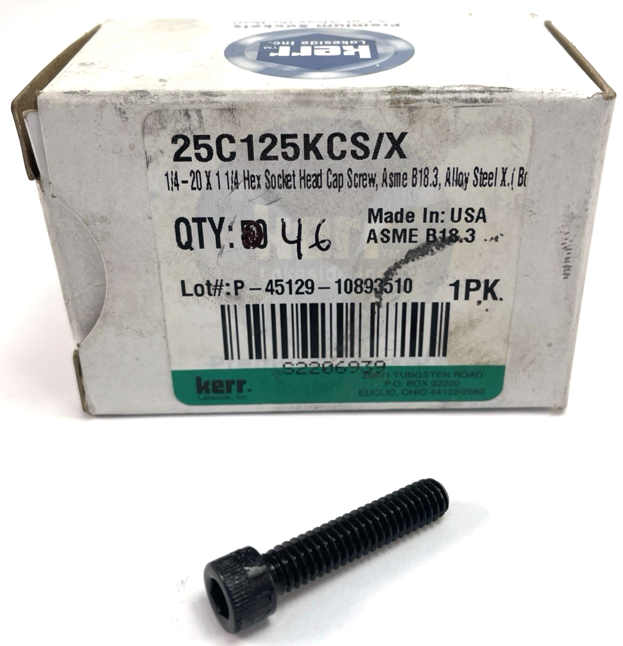 Kerr 25C125KCS/X ( Box of 46 ) 1/4" - 20 x 1 1/4", Socket Head Cap Screws