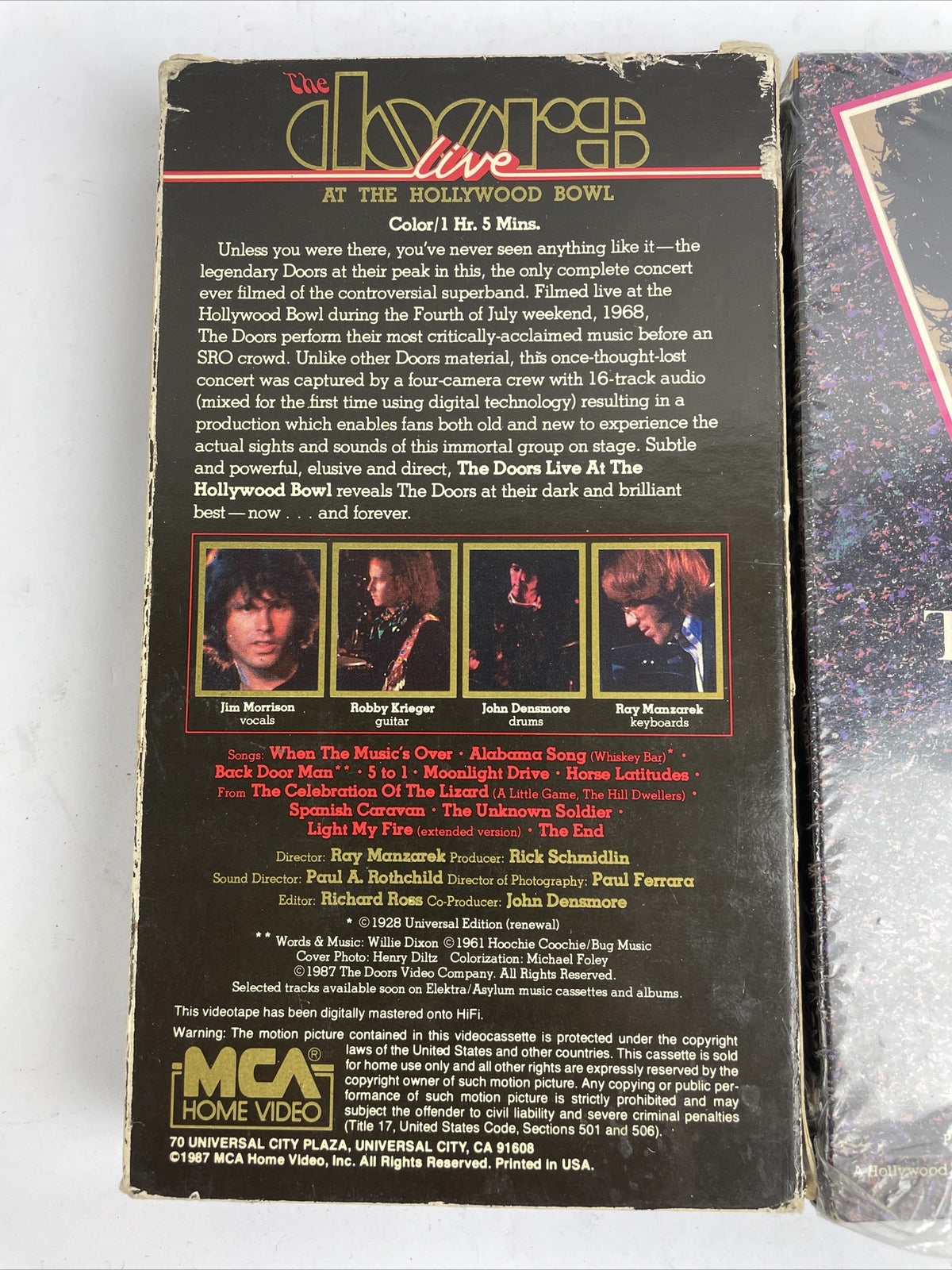 2 x The Doors Live At The Hollywood Bowl + TRIBUTE to Jim Morrison VHS Tapes Lot