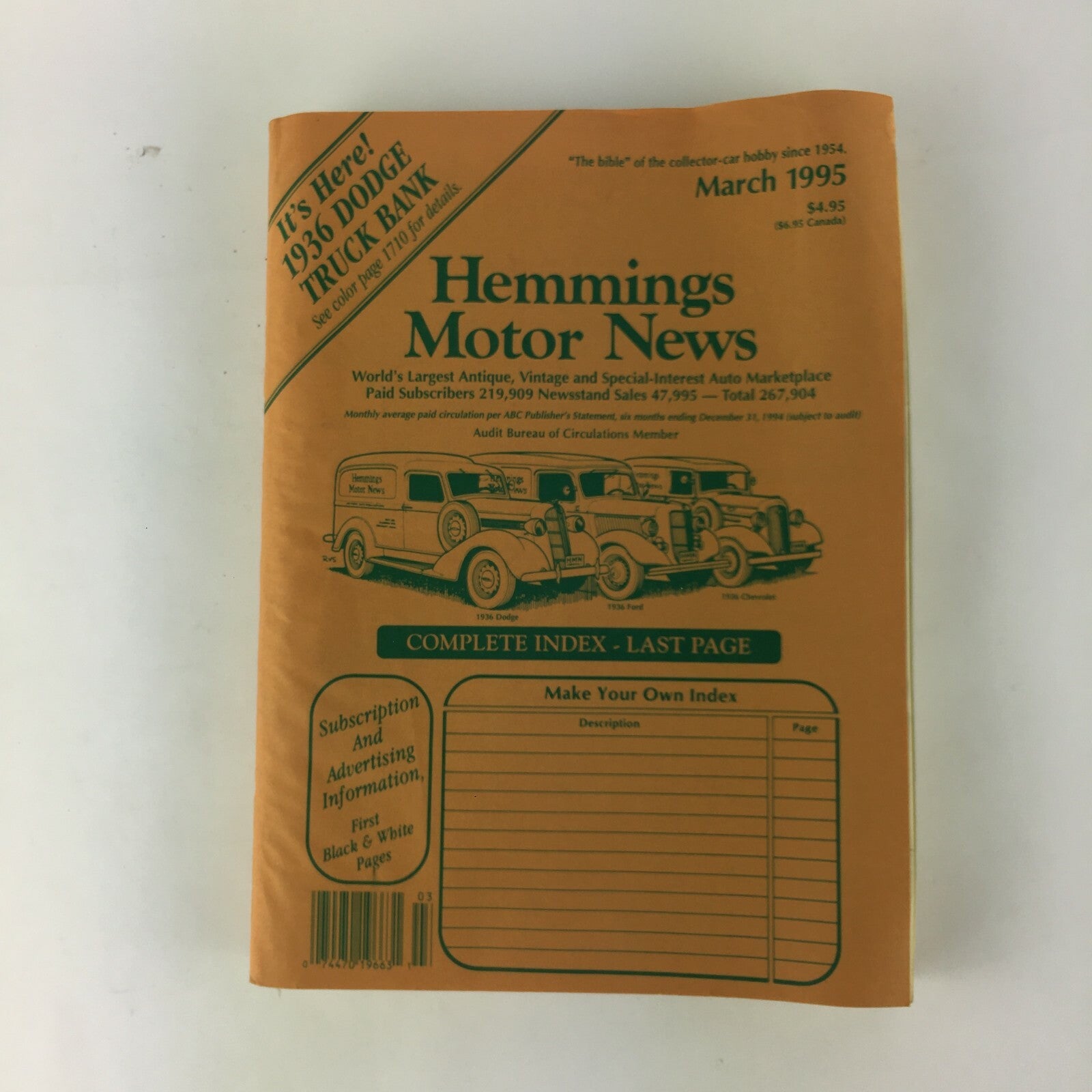 March 1995 Hemmings Motor News Magazine It's Here 1936 Dodge Truck Bank 