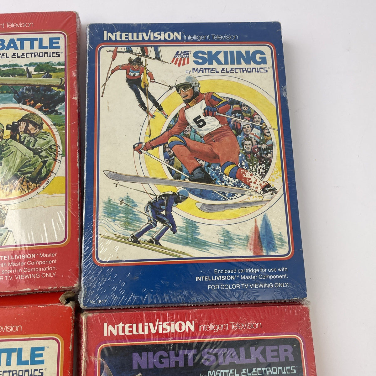 4 x INTELLIVISION Mattel Electronics Games Night Stalker Space Battle US Skiing+