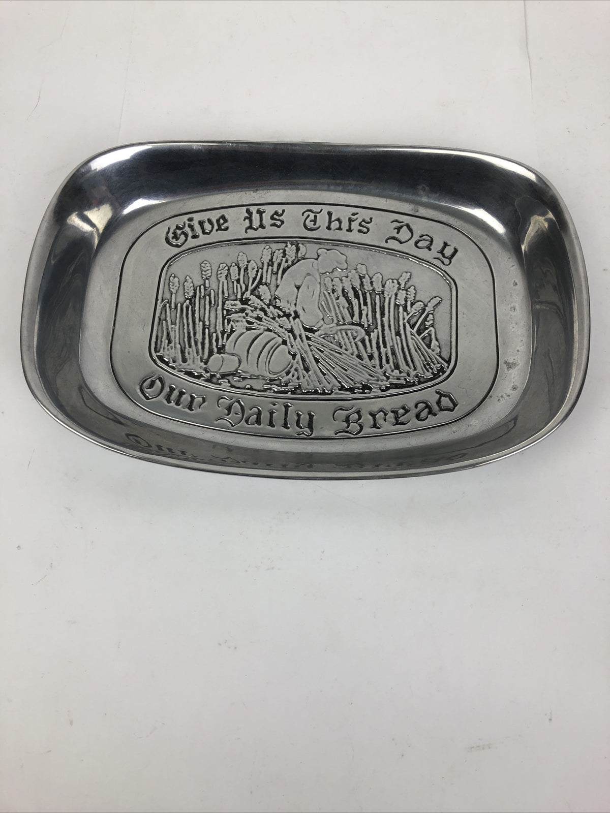Wilton Armetale Pewter RWP Platter " Give Us This Day Our Daily Bread " USA Made