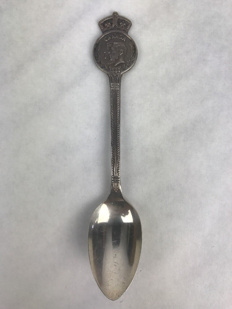 SILVERPLATE SOUVENIR SPOON GEORGE VI & QUEEN E 1939 CANADA VISIT BY WM A ROGERS