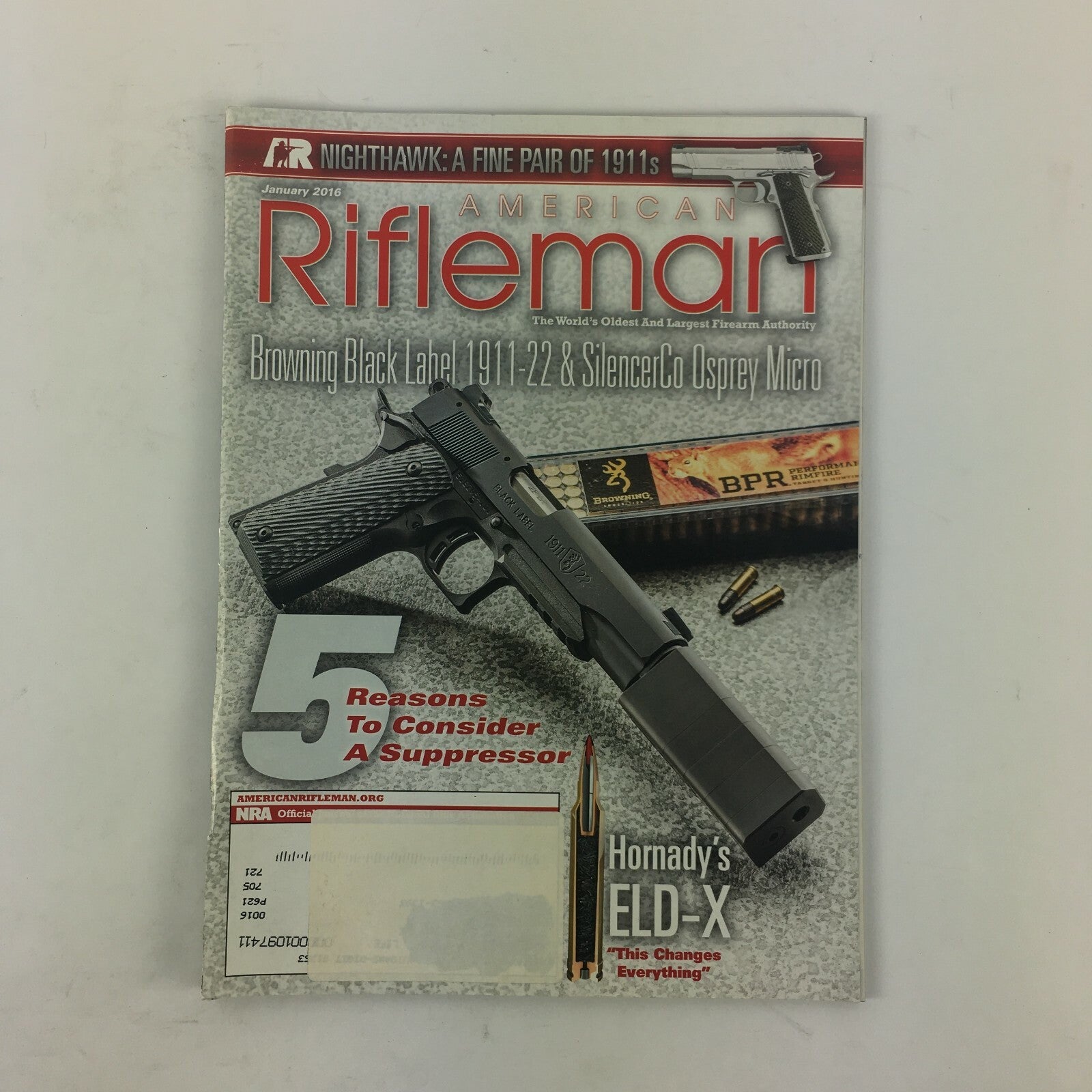 January 2016 American Rifleman Magazine Hornady's ELD-X SilencerCo Osprey Micro