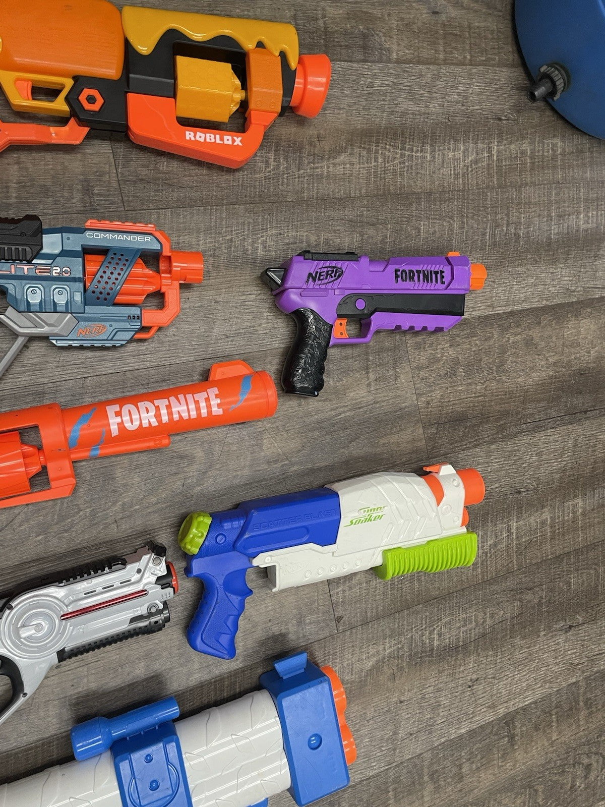Lot of 14 : NERF Guns Lot  Fortnite Roblox Elite Nerf Huge Big Nerf Toy Lot